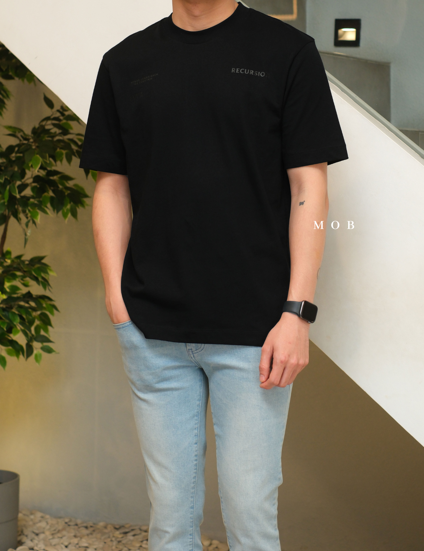 ARK01SST055 Recursion T-shirt Obsidian Black