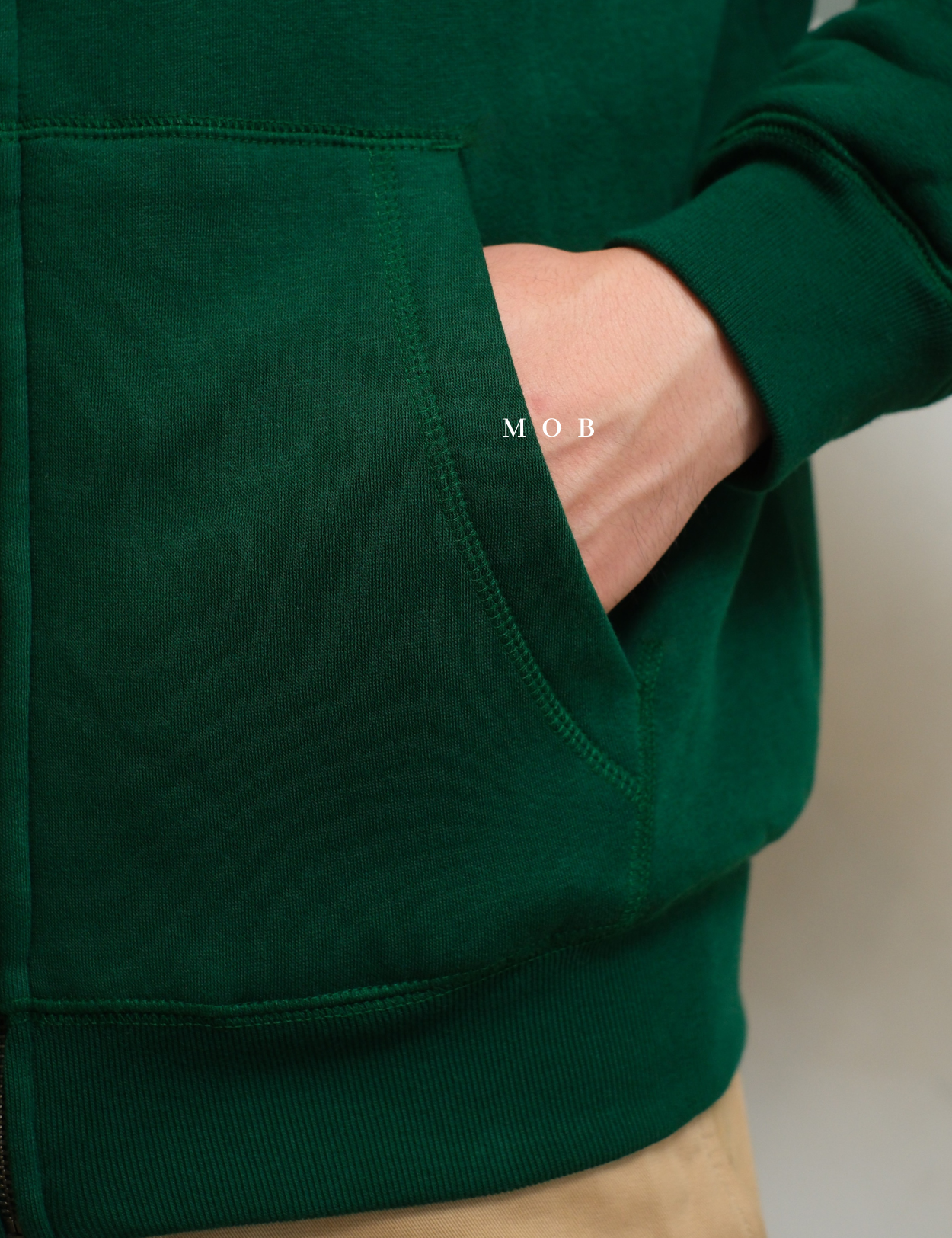 GPFZ03005 Relaxed Logo Sherpa Full Zip Hoodie Green