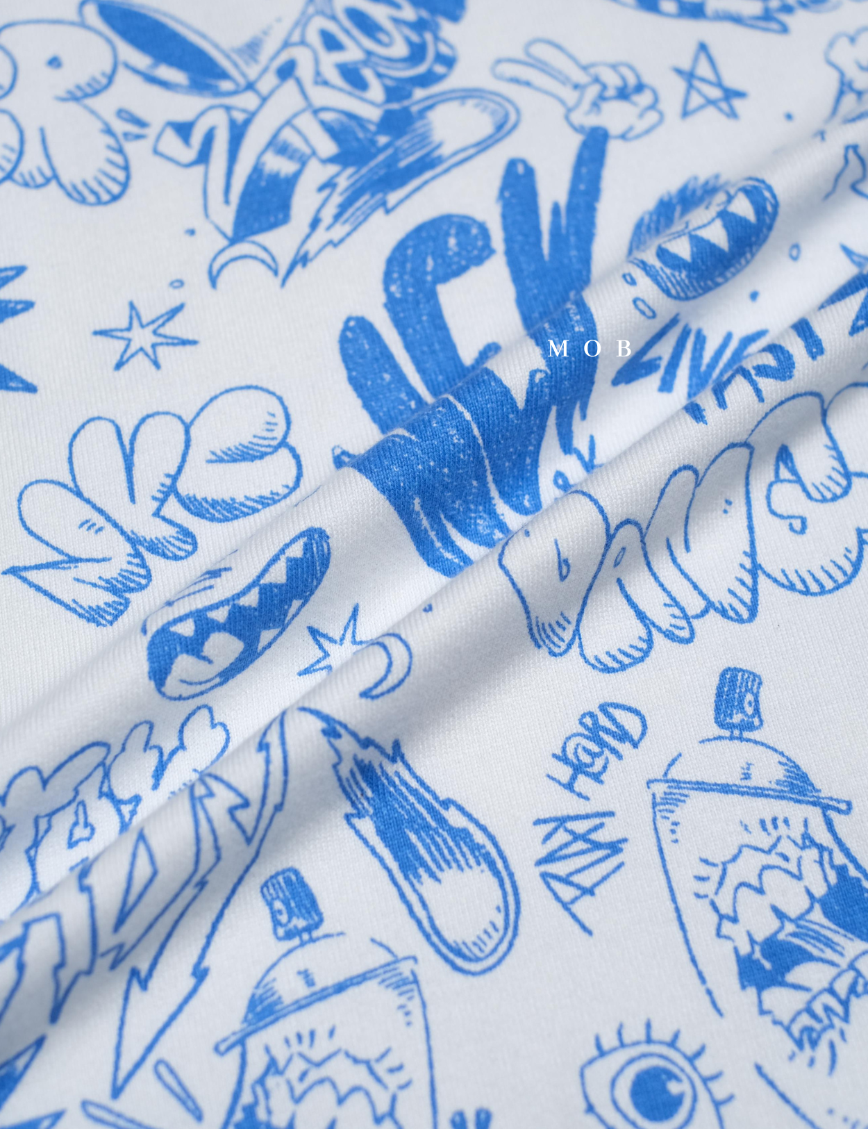MODSST01014 Relaxed Fullprint SS Tee White Blue