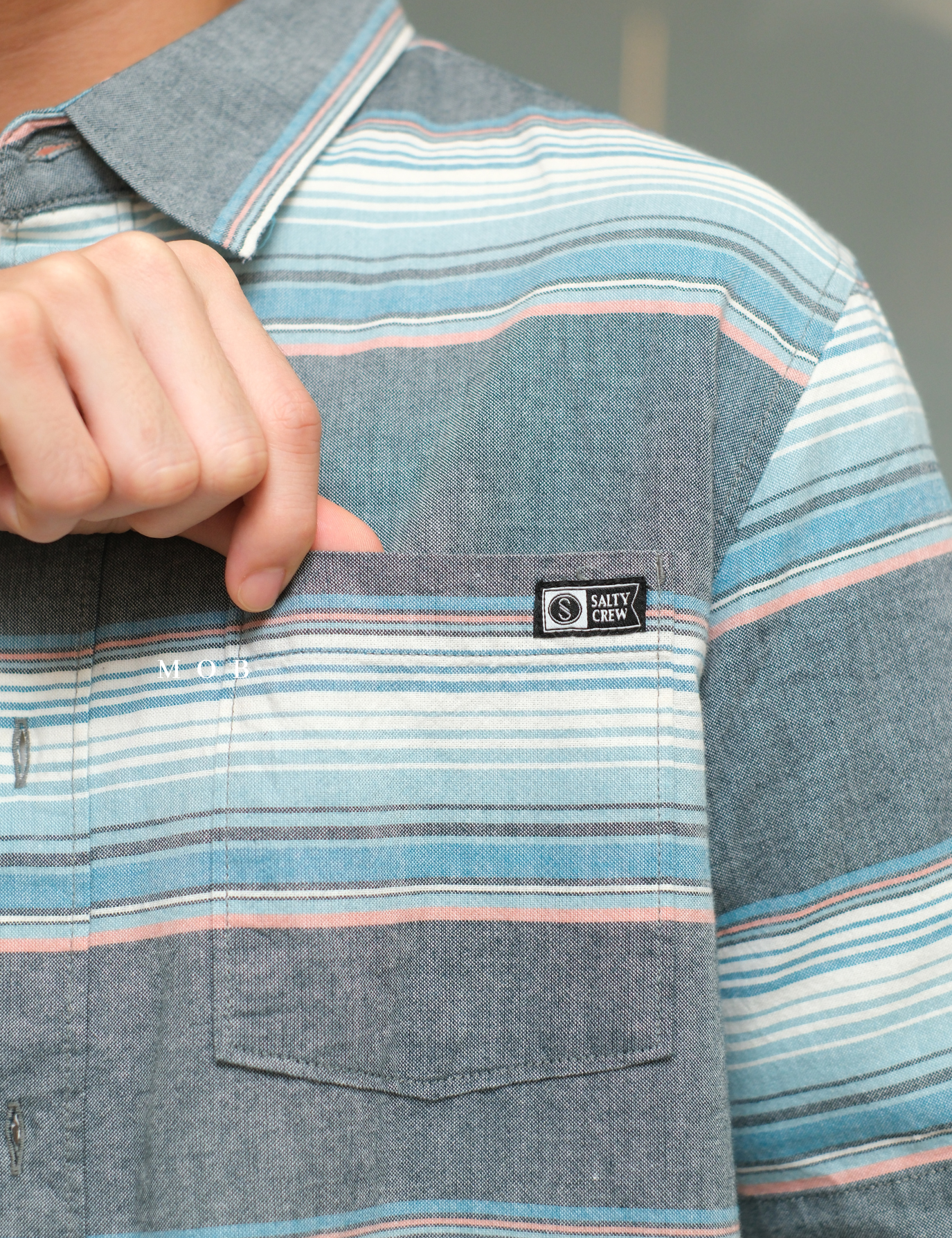 STCSSS01003A Mainland Woven SS Shirt Grey Tosca Stripe