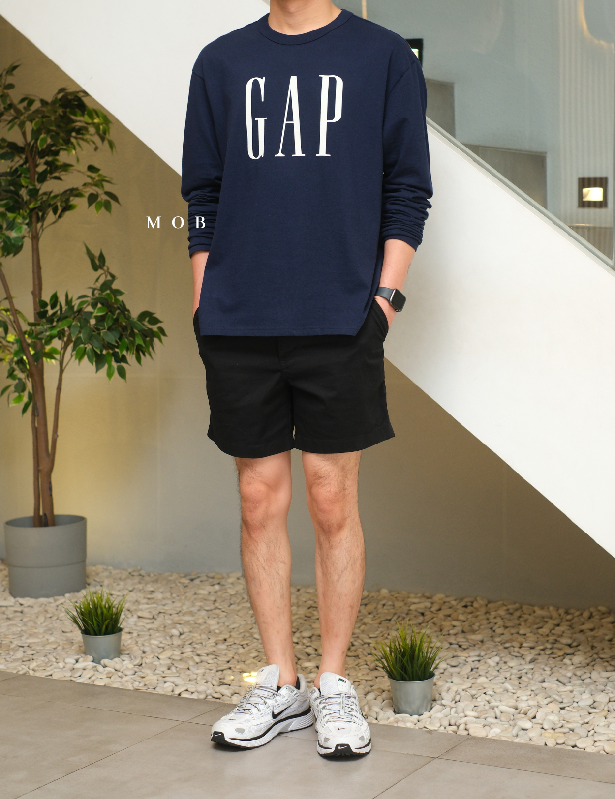 GPLST1111 Big Signature Logo LS Tee Navy