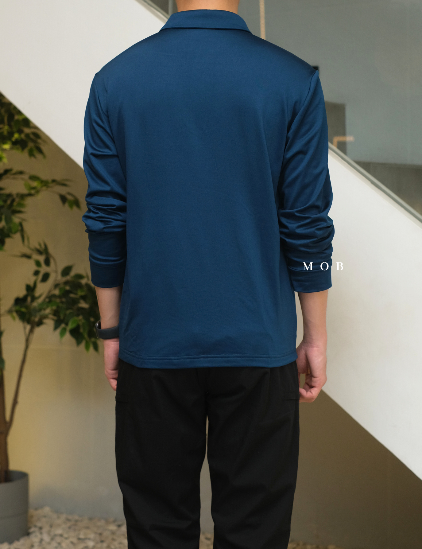 MBLPLS01003 List Placket Polo LS Teal Blue