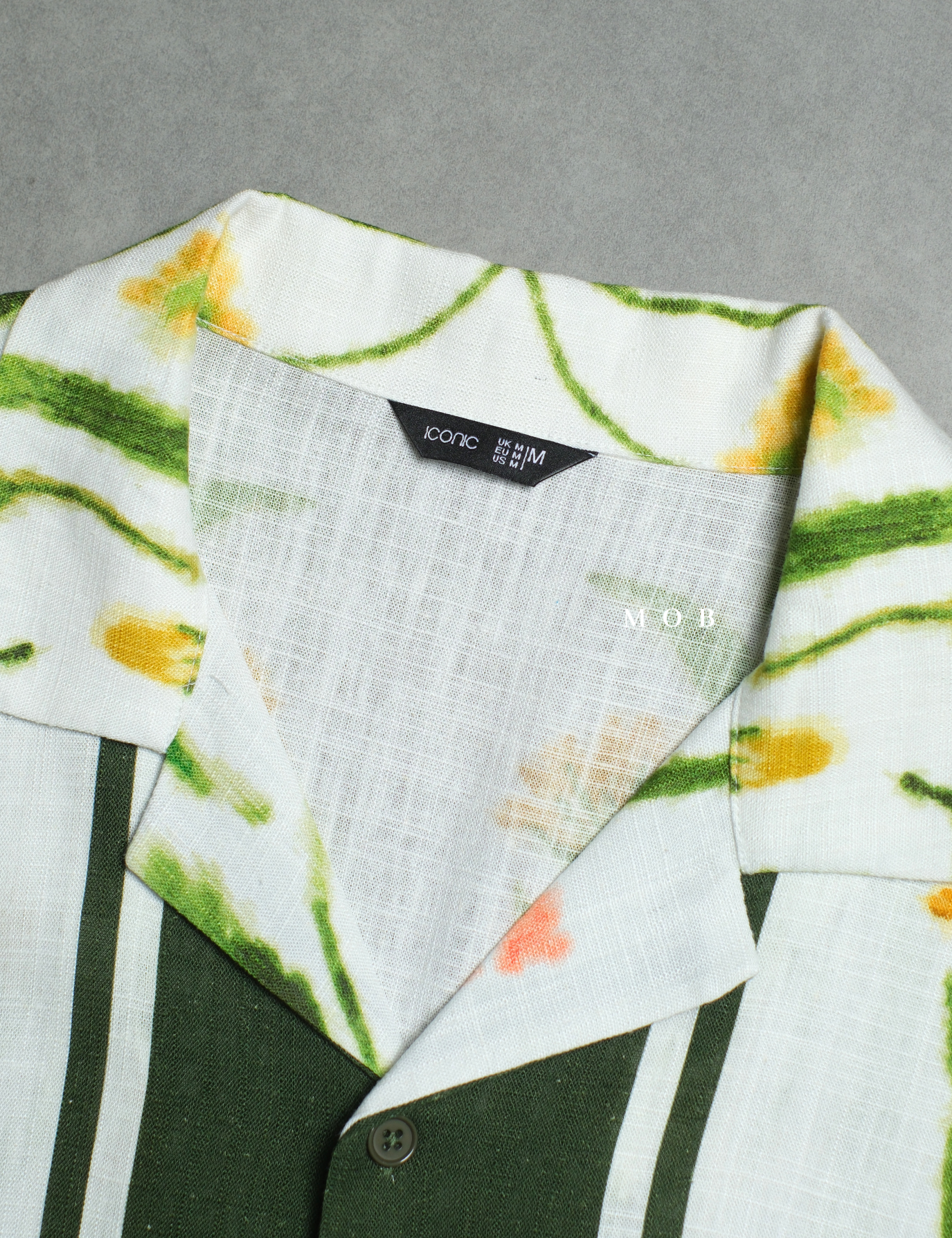 ICN01SSS002-001 Linen Blend Camp Collar SS Shirt White Floral
