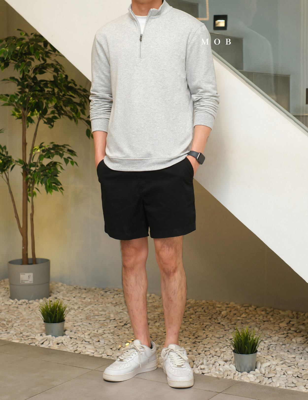 GFW01SWO001-003 1/4 Zip French Terry Sweatshirt Grey