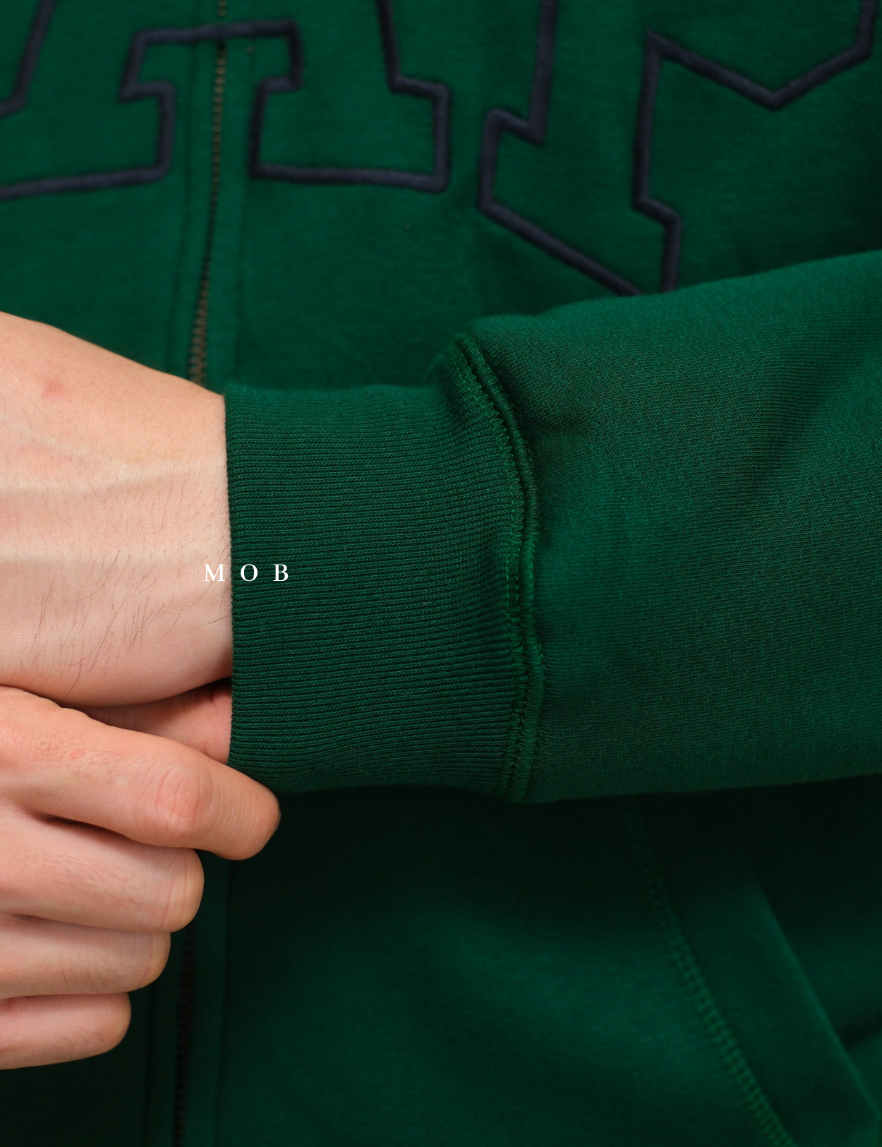 GPFZ03005 Relaxed Logo Sherpa Full Zip Hoodie Green