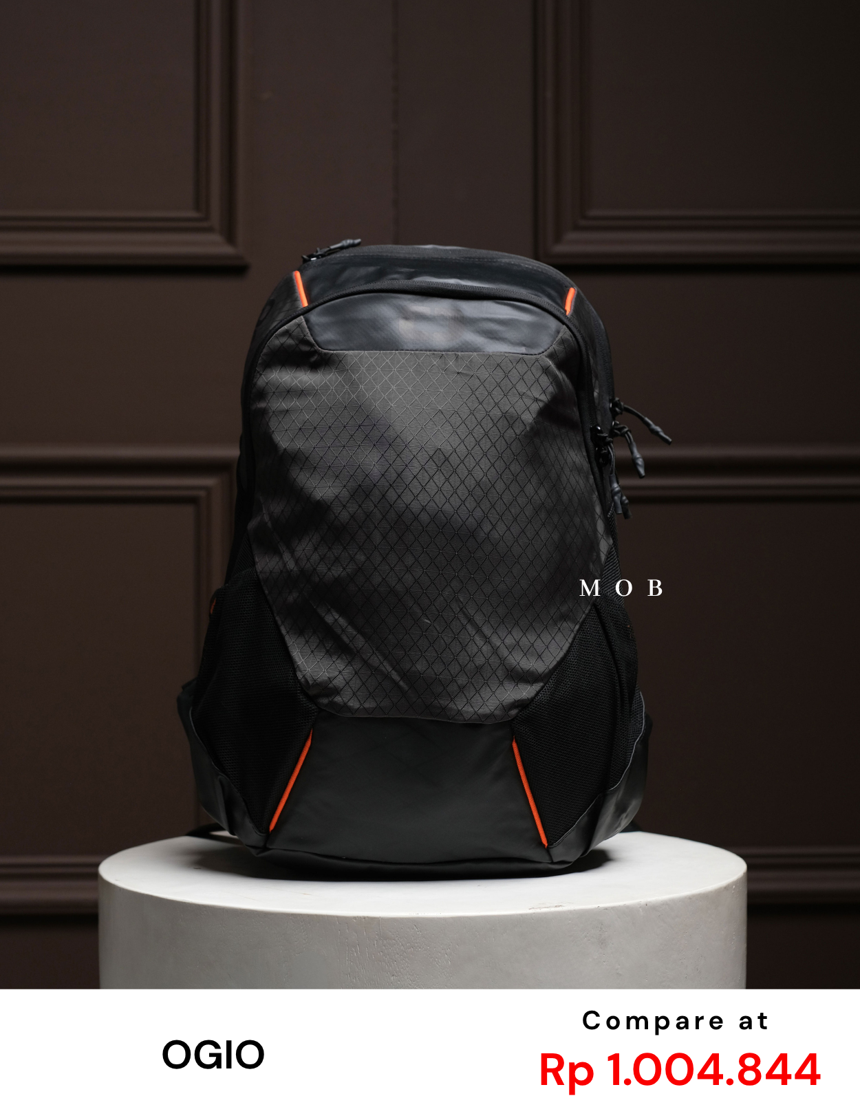 OGBAG02006D Basic Backpack Black List Orange