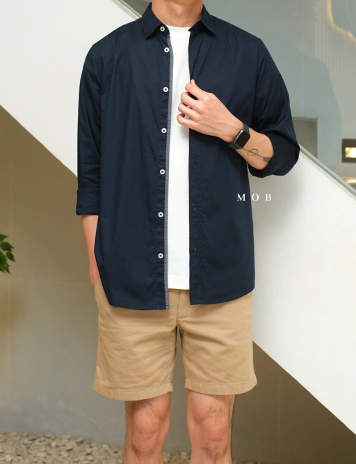 Image of TTLSS02001A Regular Fit LS Shirt Navy