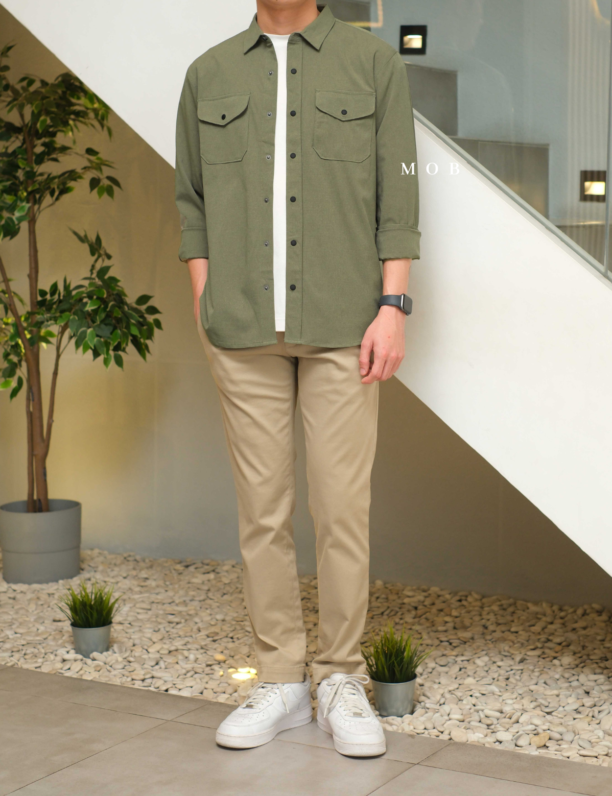 ROALSS01001 Bless Up Mechanical Stretch LS Shirt Light Army