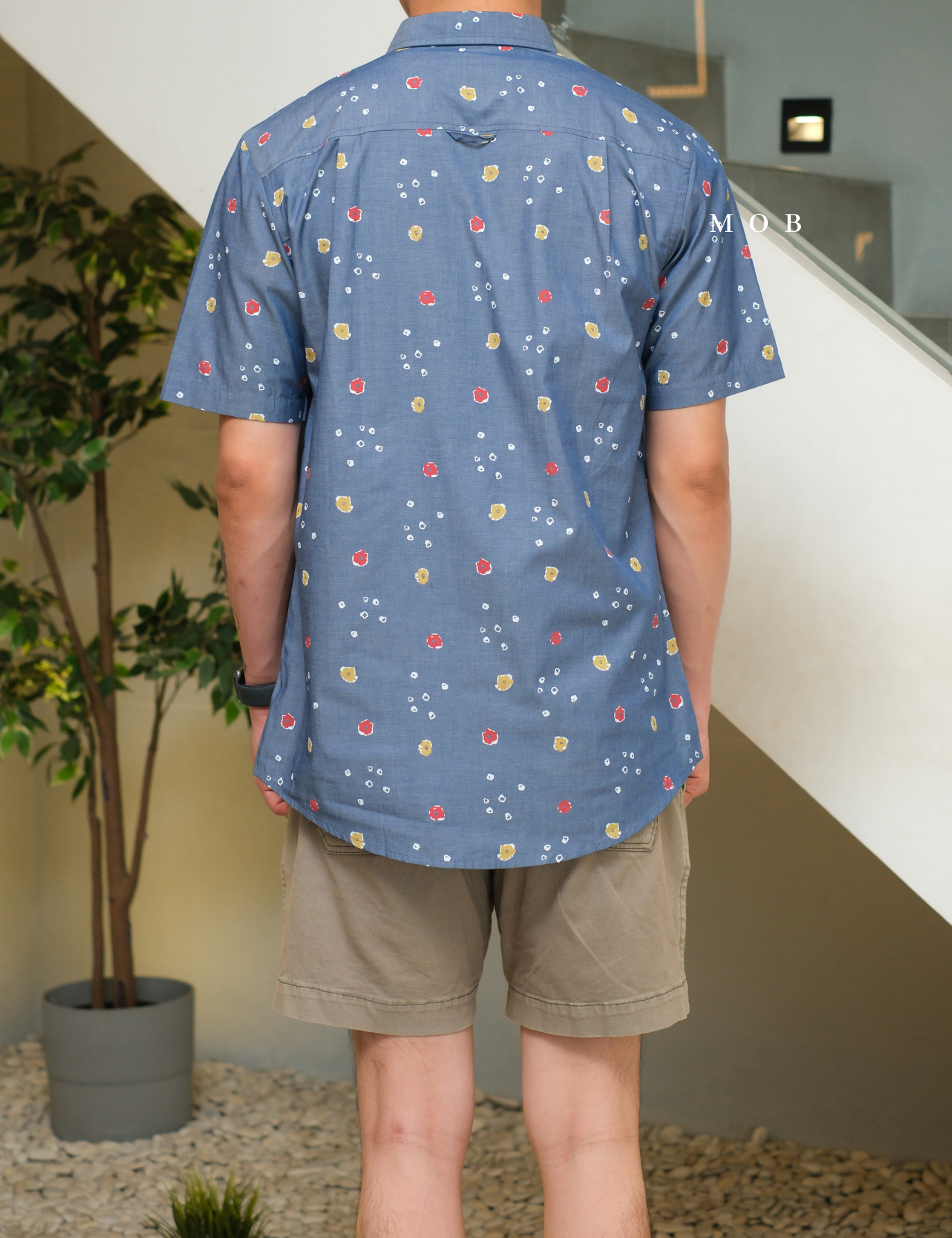 CLRSSS03011 Floral Pattern SS Shirt Denim Blue