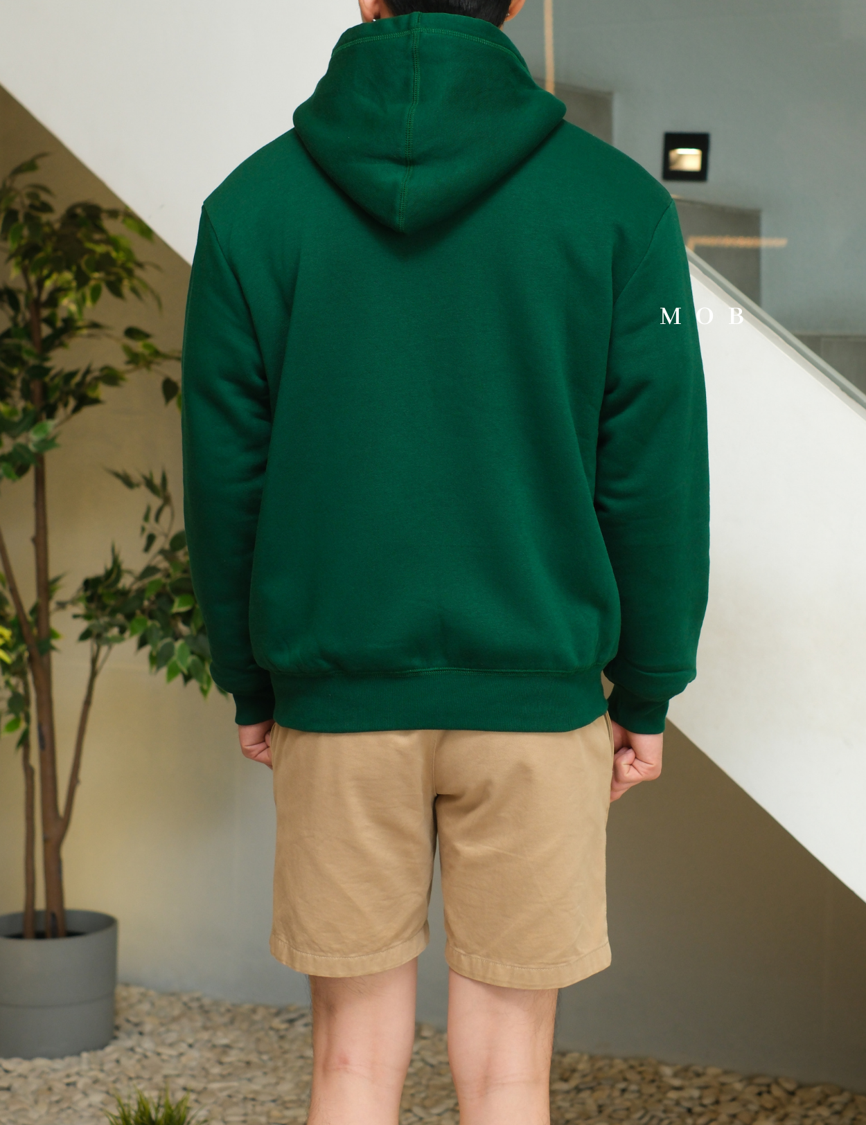 GPFZ03005 Relaxed Logo Sherpa Full Zip Hoodie Green