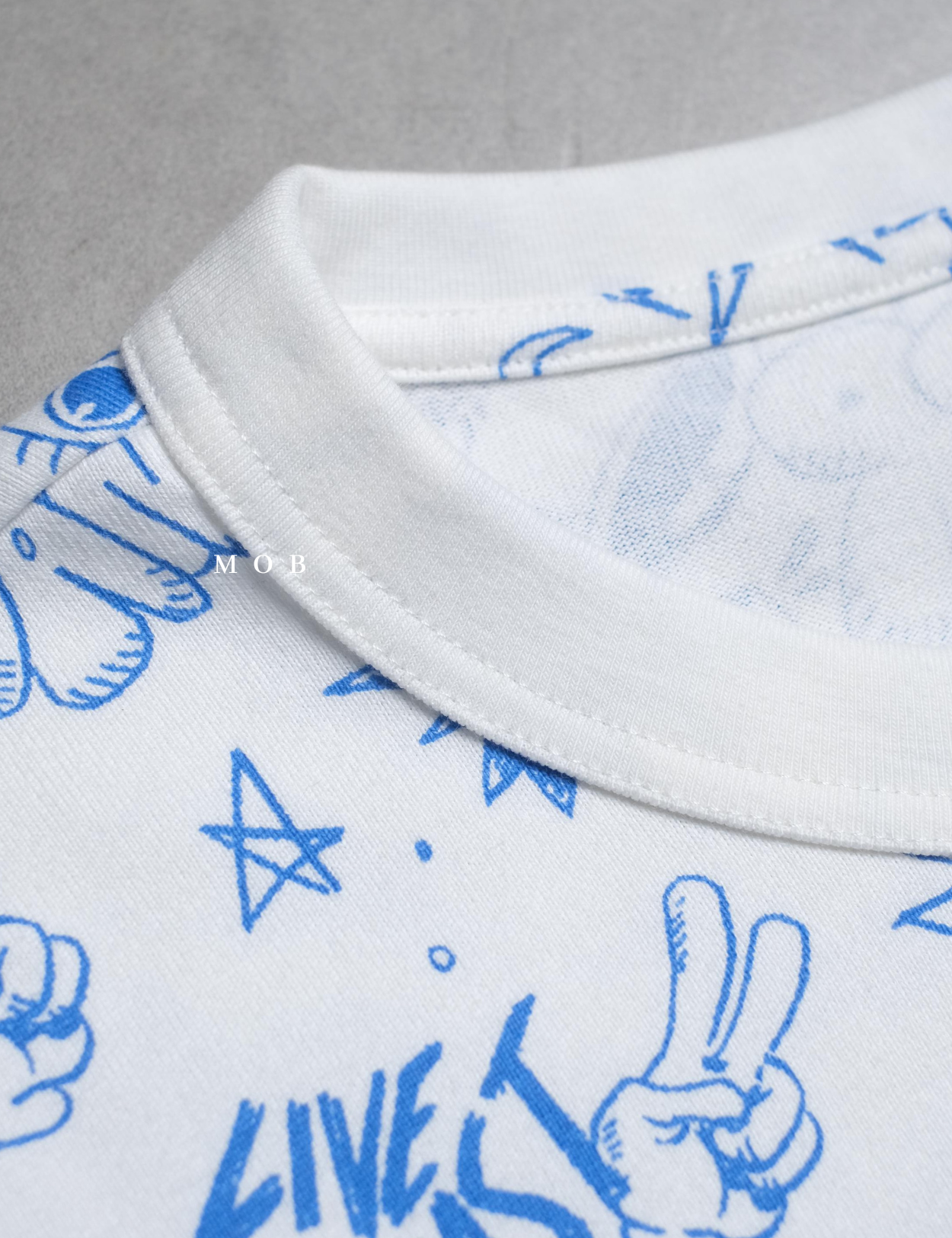 MODSST01014 Relaxed Fullprint SS Tee White Blue