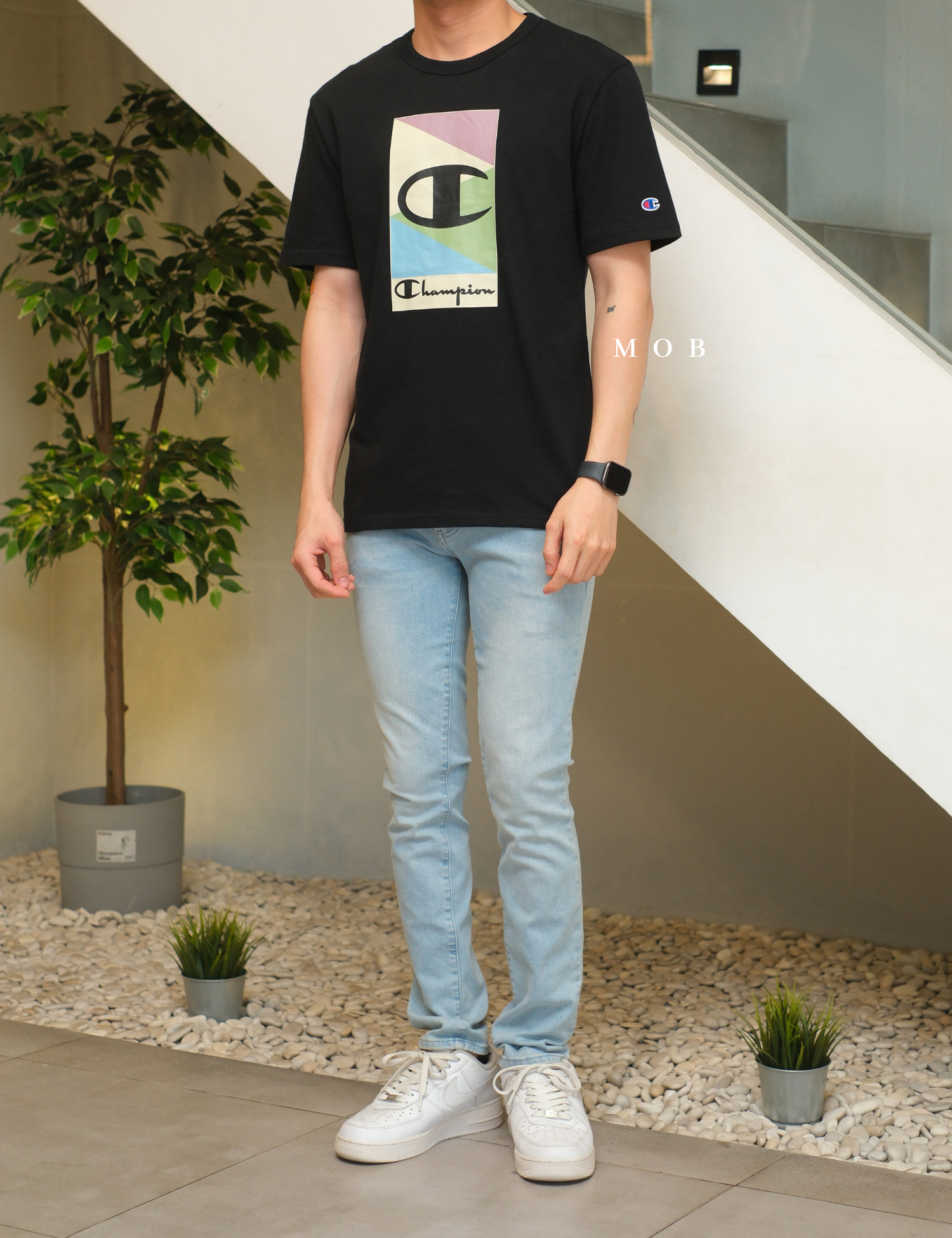 CHMPSST2008B Heritage With Vivid Logo SS Tee Black