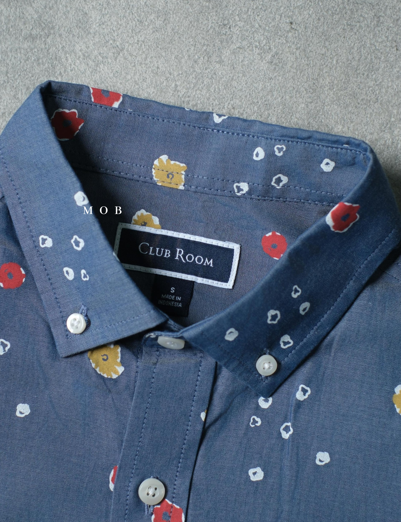 CLRSSS03011 Floral Pattern SS Shirt Denim Blue