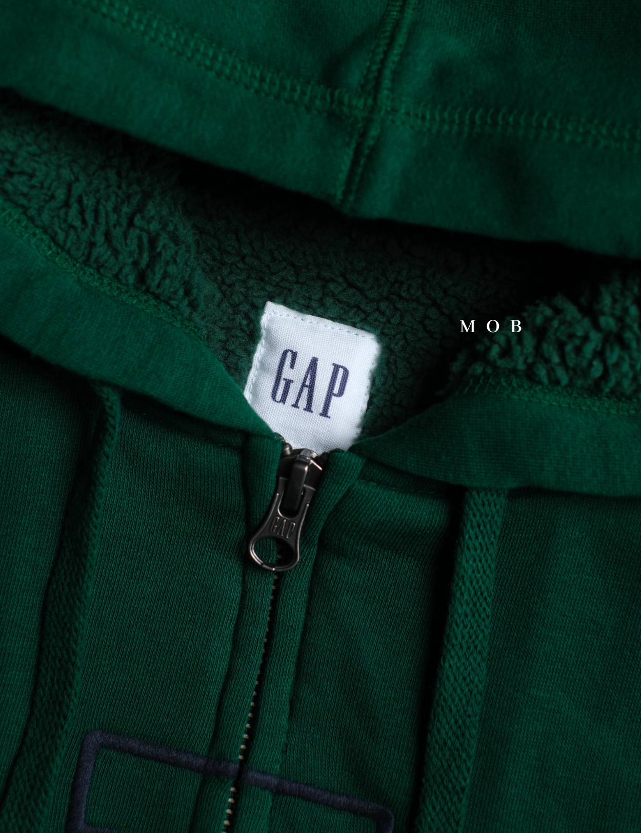 GPFZ03005 Relaxed Logo Sherpa Full Zip Hoodie Green