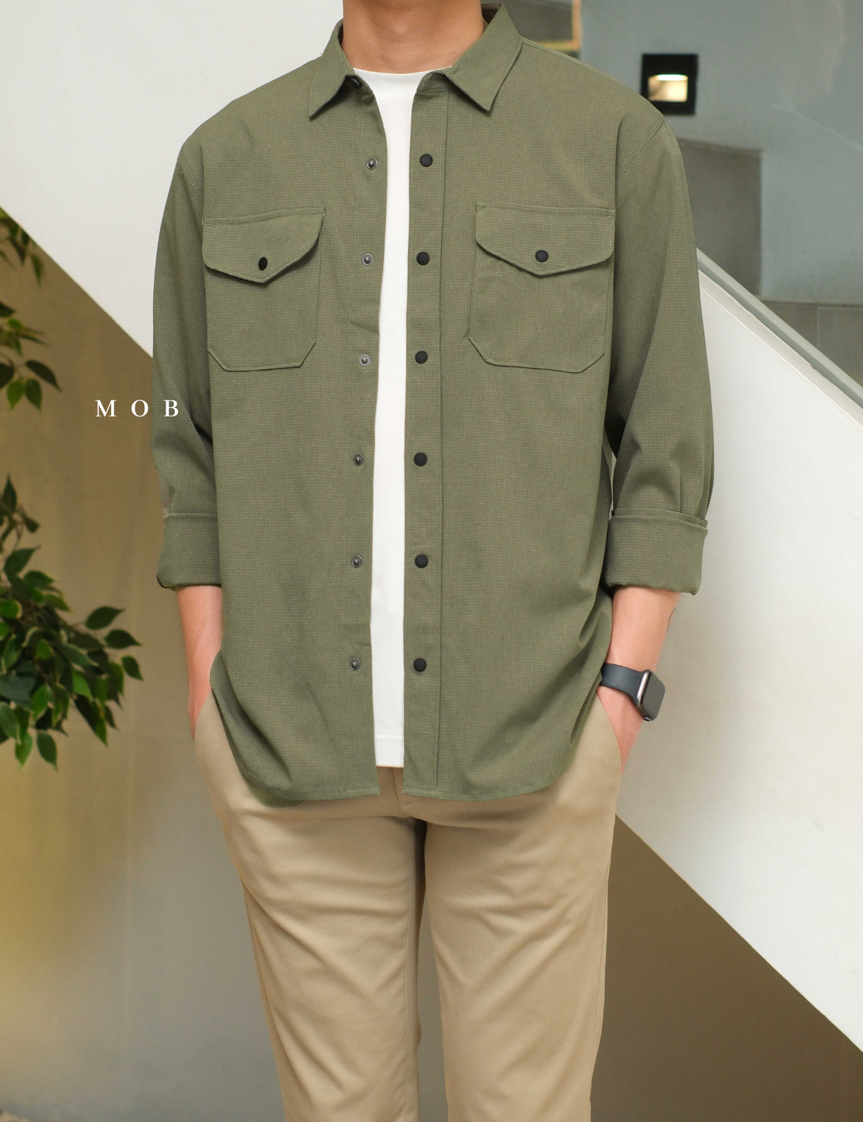 ROALSS01001 Bless Up Mechanical Stretch LS Shirt Light Army