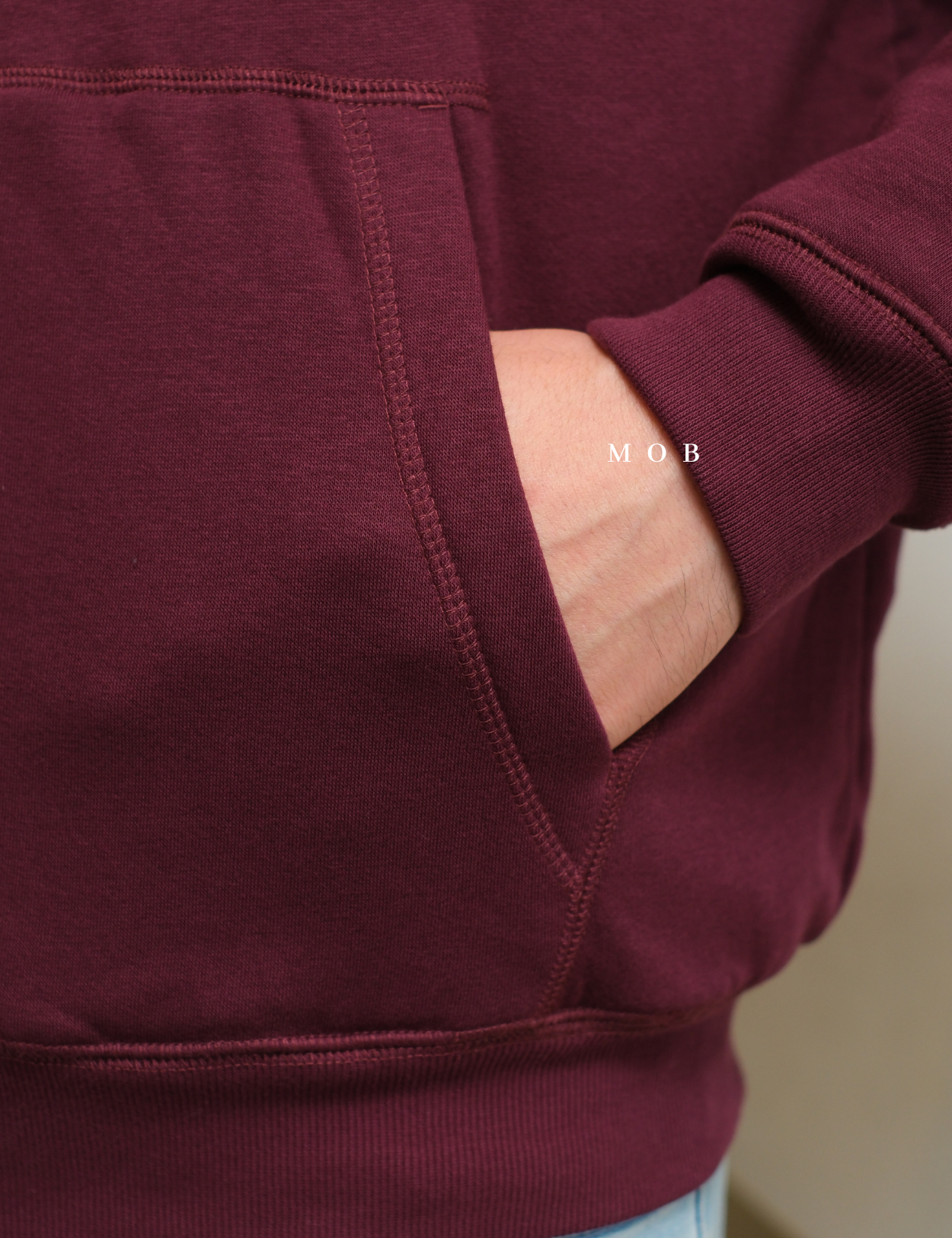 GPFZ03006 Relaxed Logo Sherpa Full Zip Hoodie Maroon