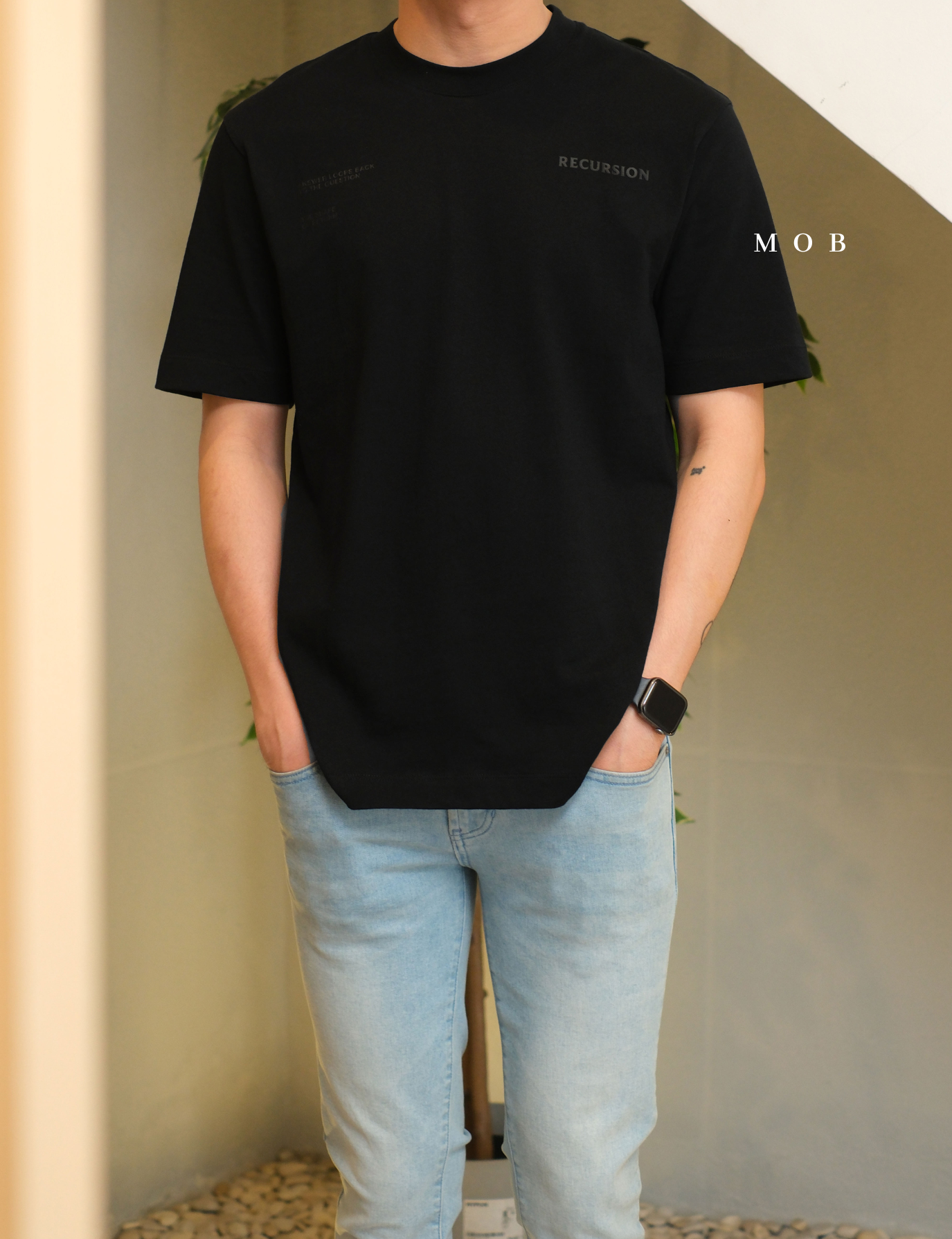 ARK01SST055 Recursion T-shirt Obsidian Black