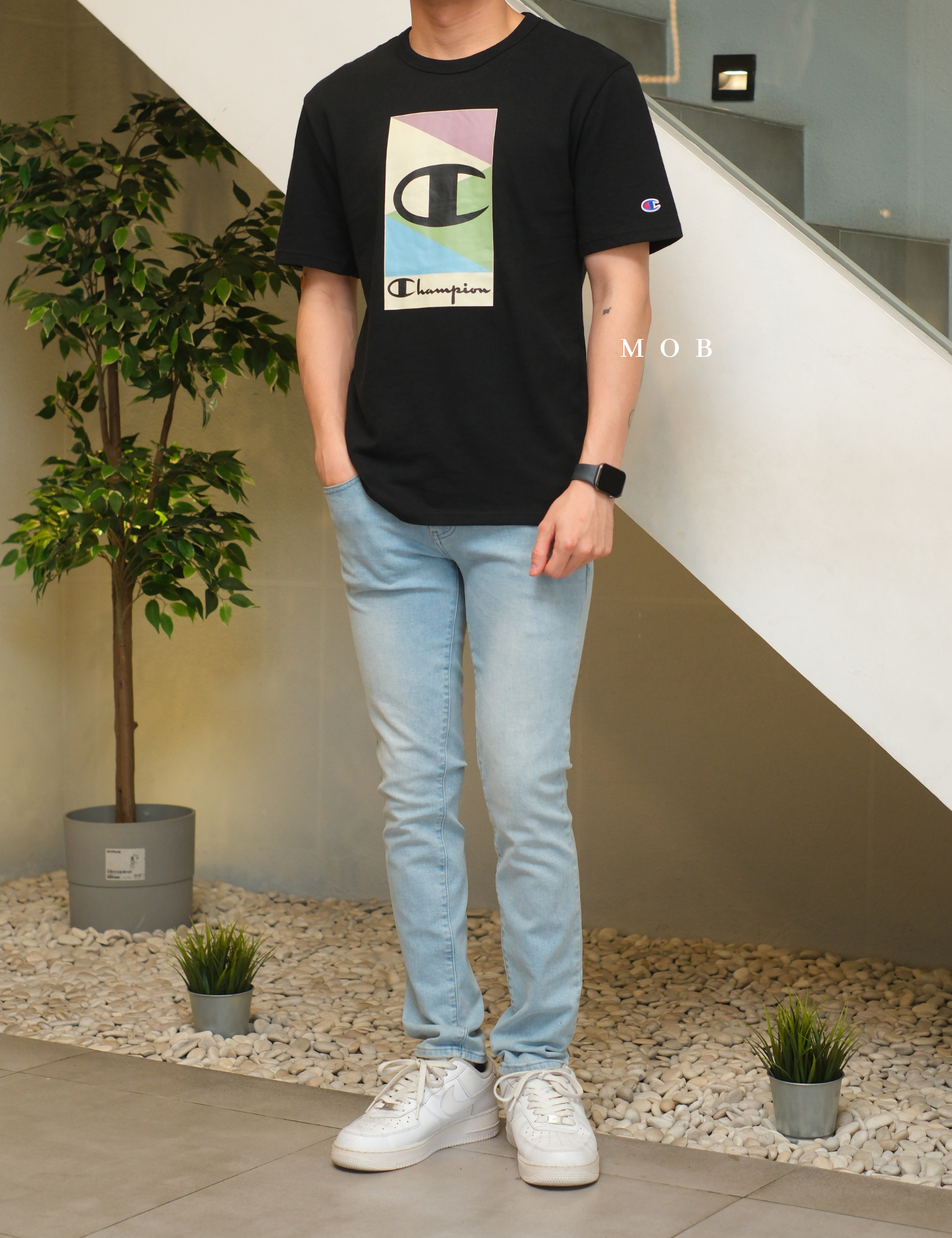 CHMPSST2008B Heritage With Vivid Logo SS Tee Black