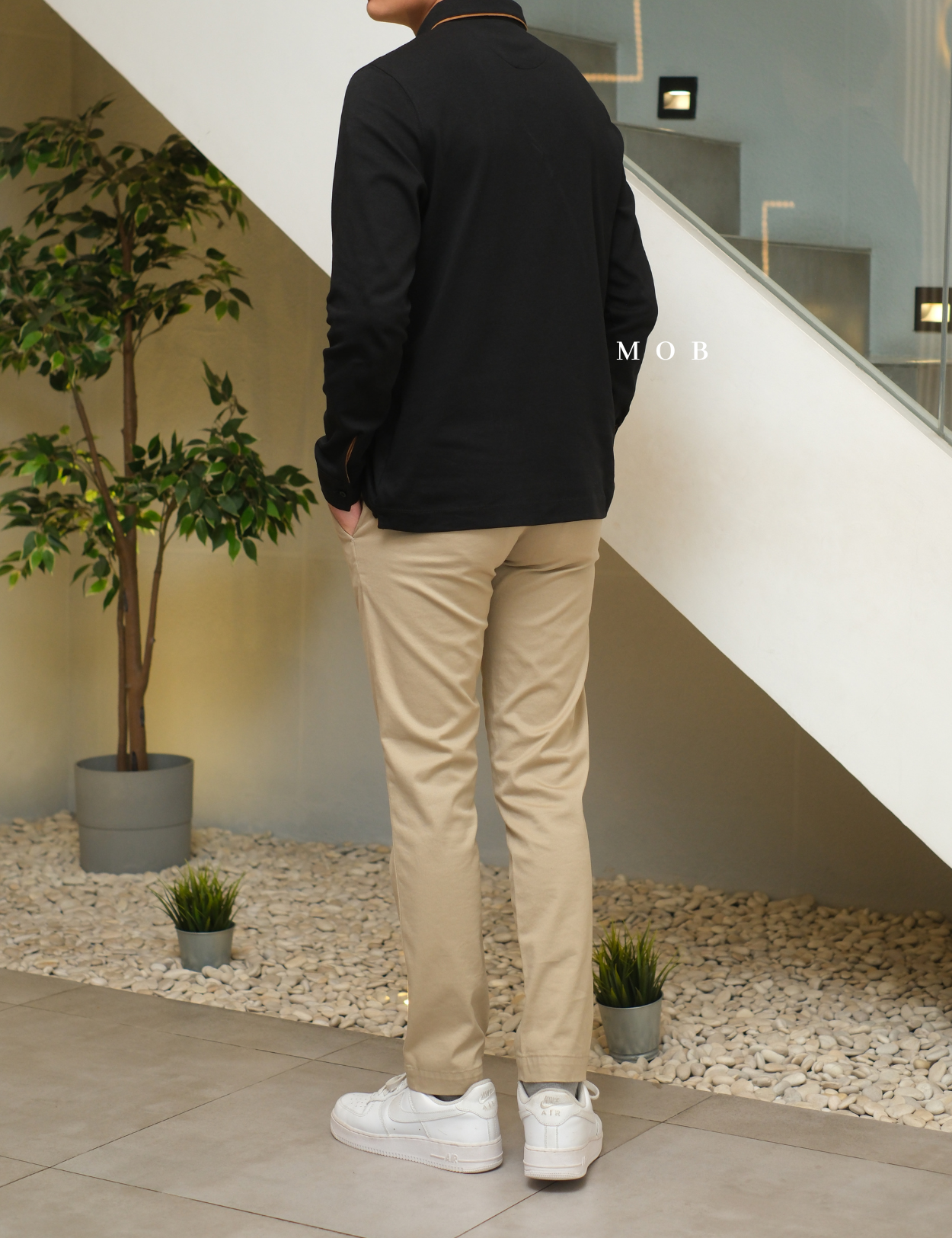 ARK01LSP019 Gentle Polo LS Shirt Obsidian Black