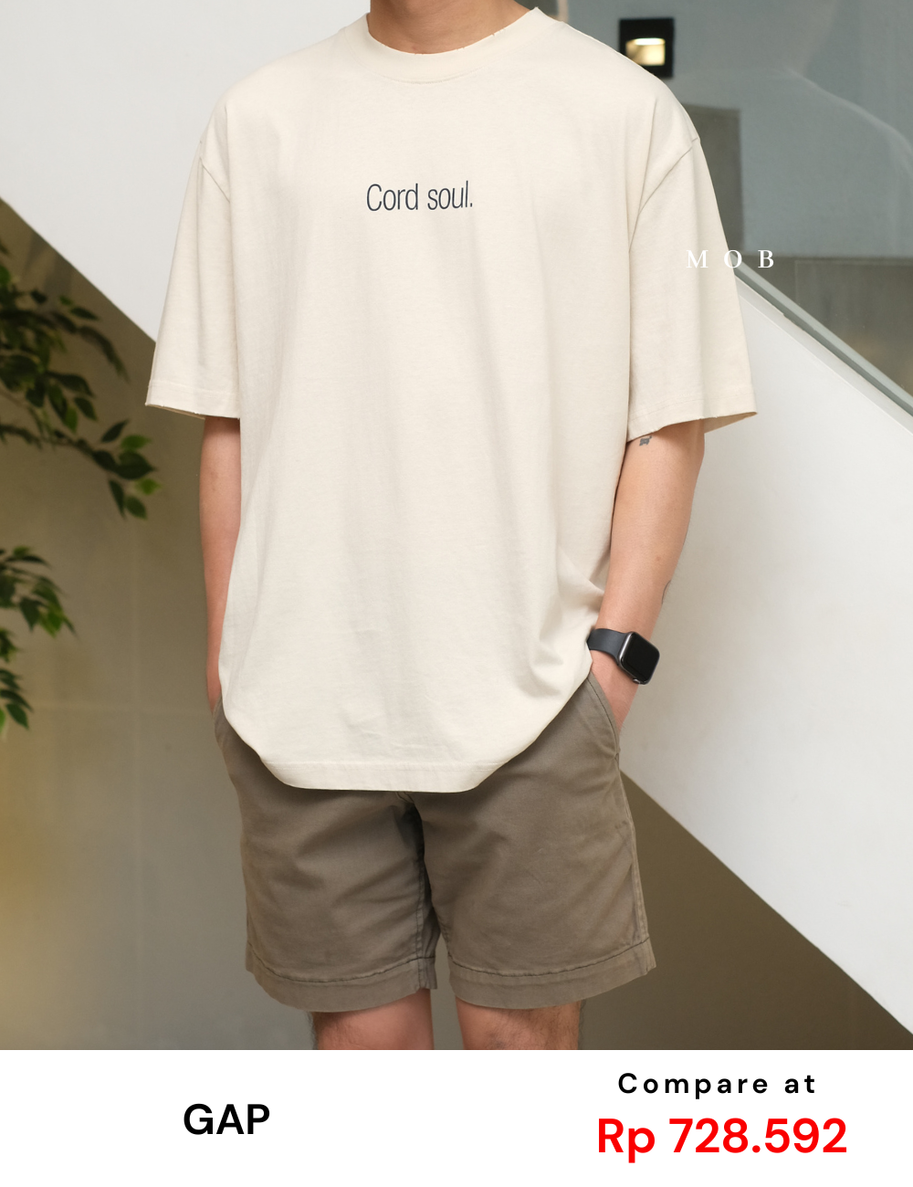 GPSST15030 Cord Soul Graphic SS Tee Light Beige
