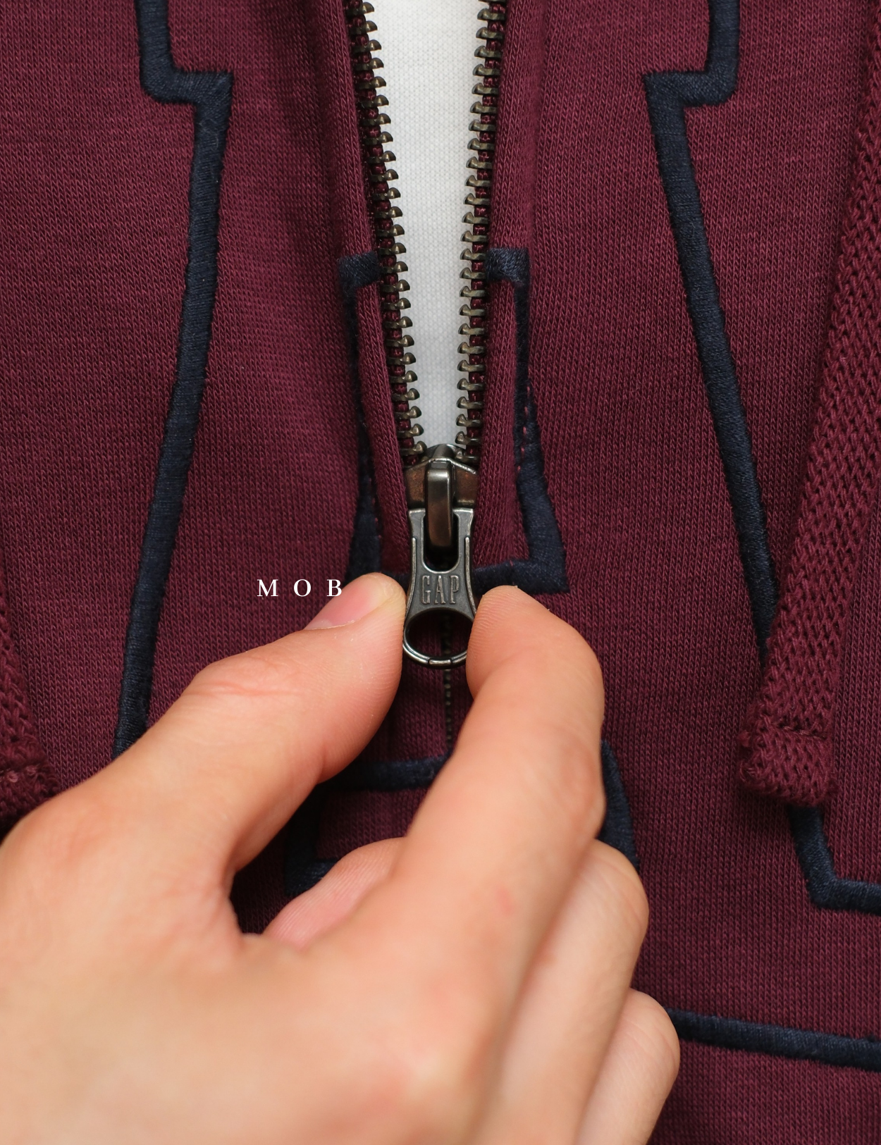 GPFZ03006 Relaxed Logo Sherpa Full Zip Hoodie Maroon