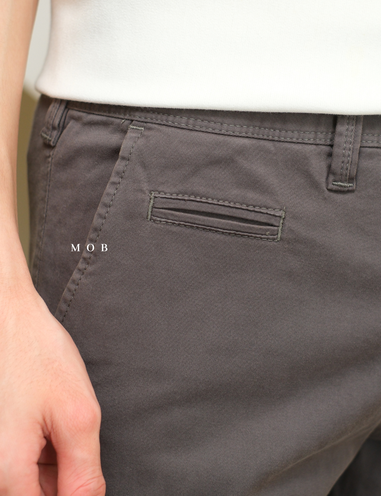 EXPT1805 Slim Garment Dyed Stretch Pants Dark Grey