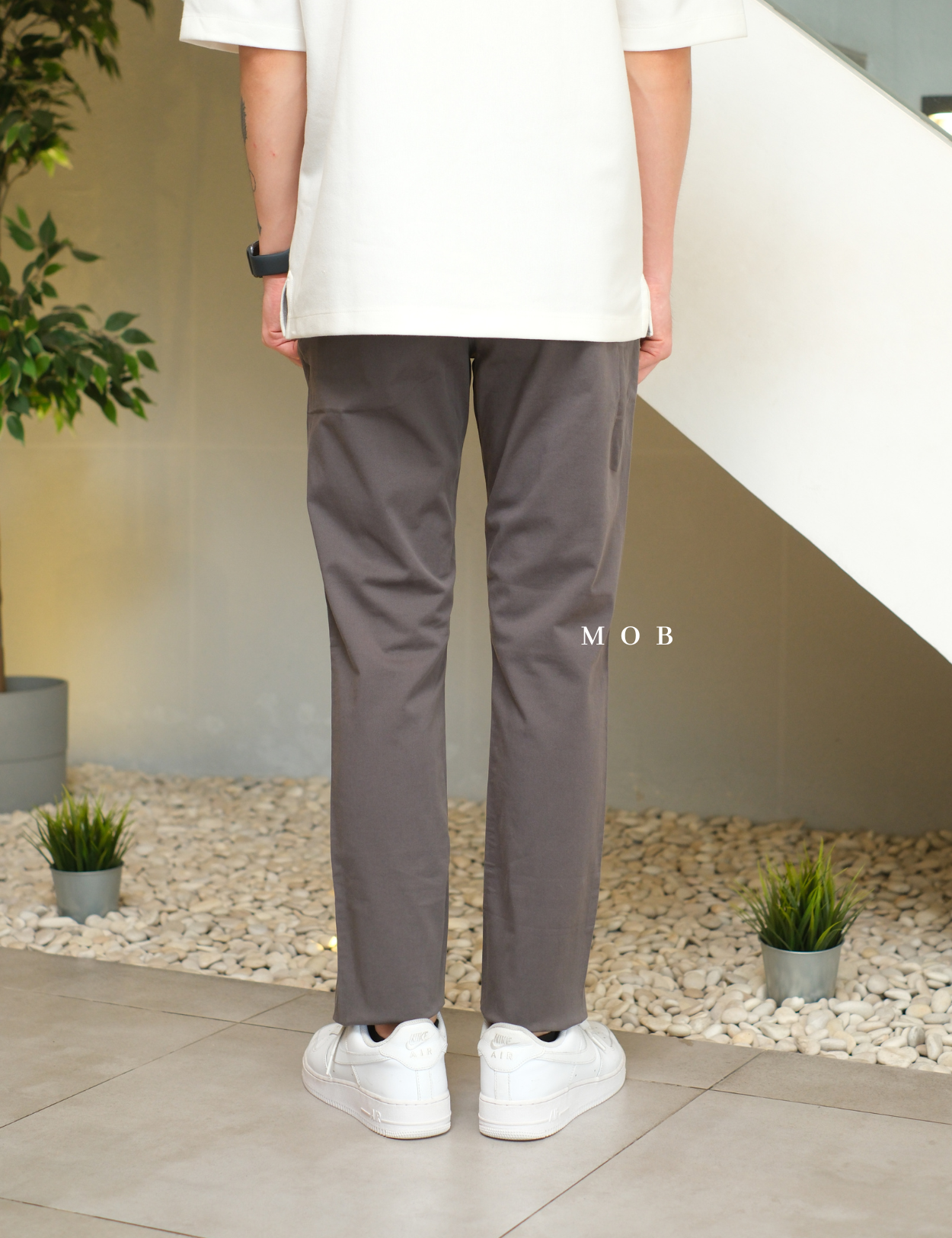 EXPT1805 Slim Garment Dyed Stretch Pants Dark Grey