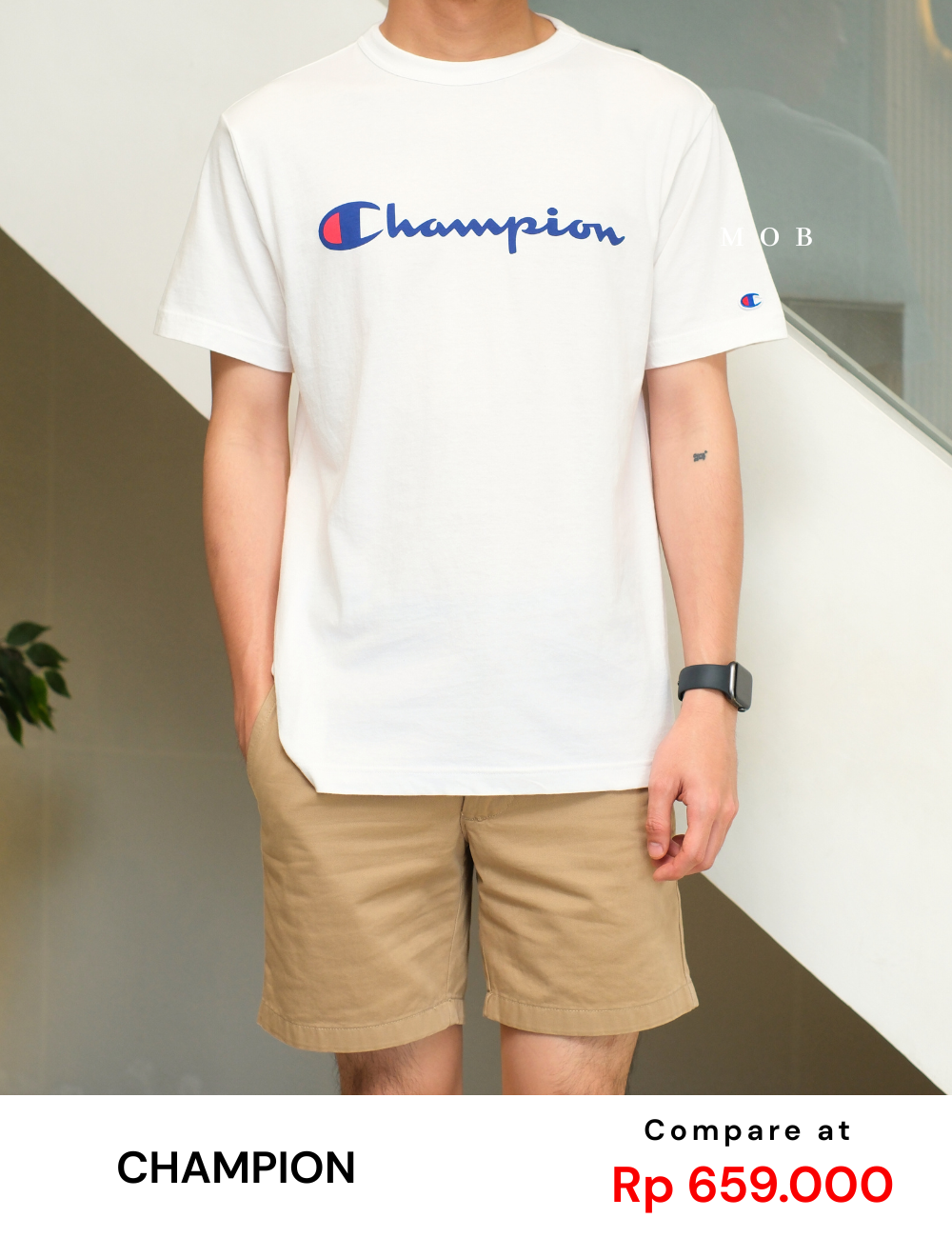 CHMPSST2401B Classic Script Logo SS Tee Broken White