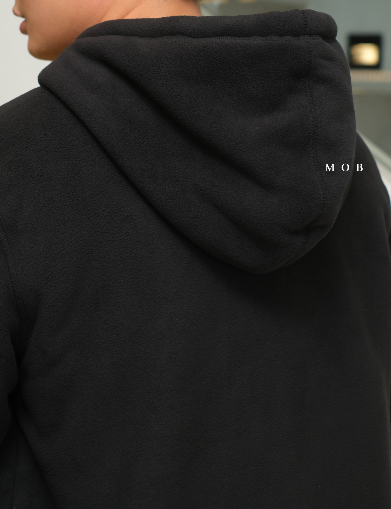 PHFZ02001 Fluffy Bonded Sherpa Full Zip Hoodie Black