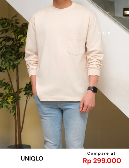 Image of UNQLST02003 Basic Crewneck LS Tee Beige