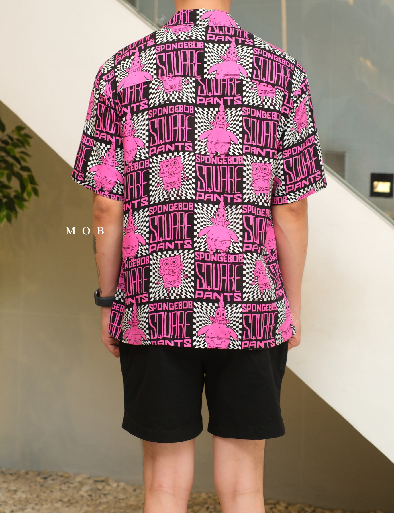 HMSSS03001 Printed Resort SS Shirt Bright Pink SpongeBob