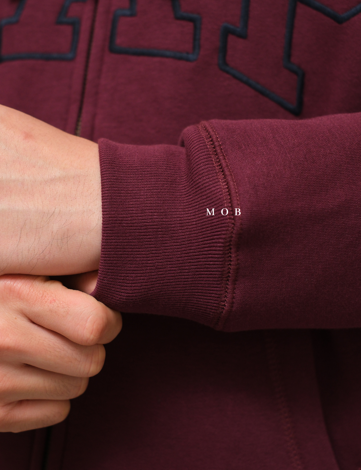 GPFZ03006 Relaxed Logo Sherpa Full Zip Hoodie Maroon