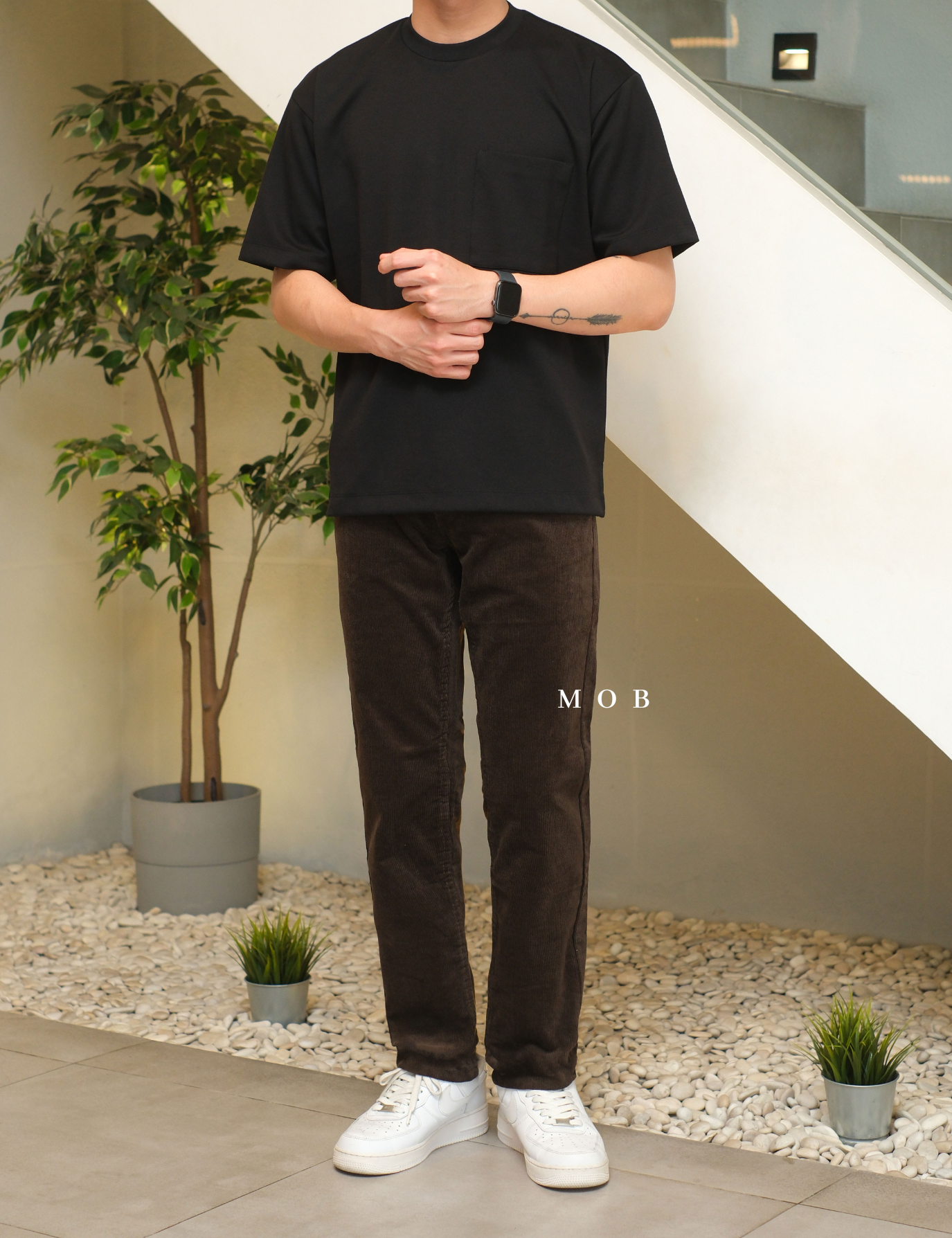 HMPT12001B Slim Corduroy Pants Dark Brown