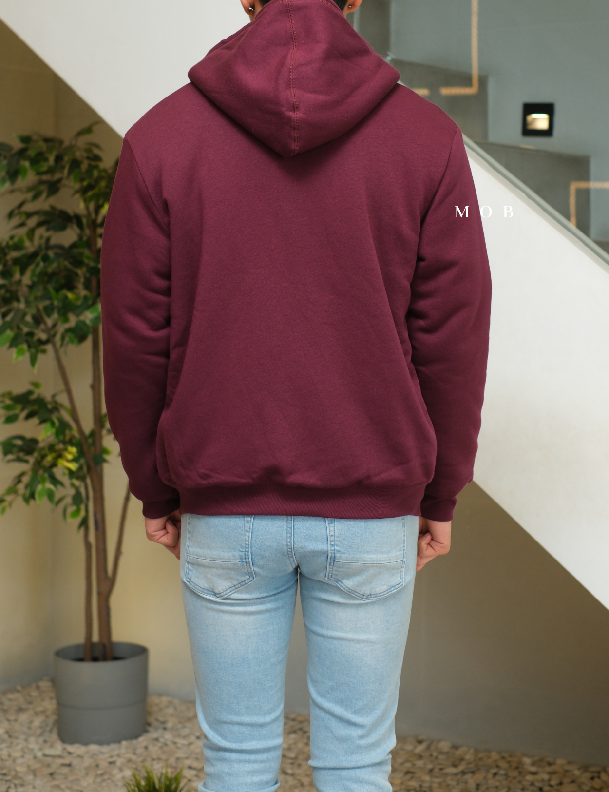GPFZ03006 Relaxed Logo Sherpa Full Zip Hoodie Maroon