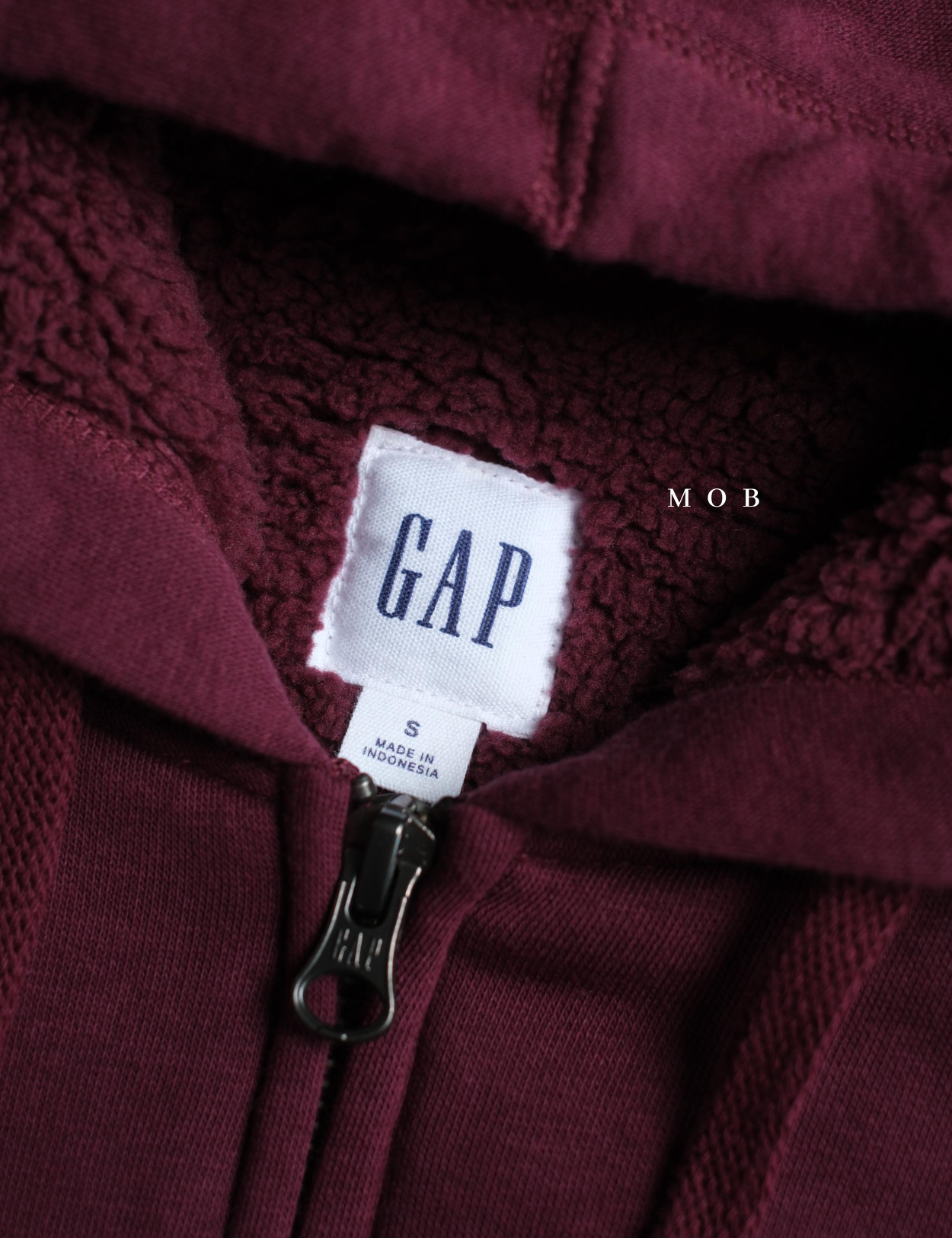 GPFZ03006 Relaxed Logo Sherpa Full Zip Hoodie Maroon