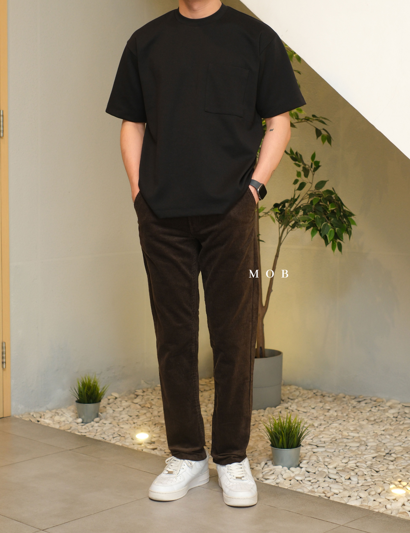 HMPT12001B Slim Corduroy Pants Dark Brown