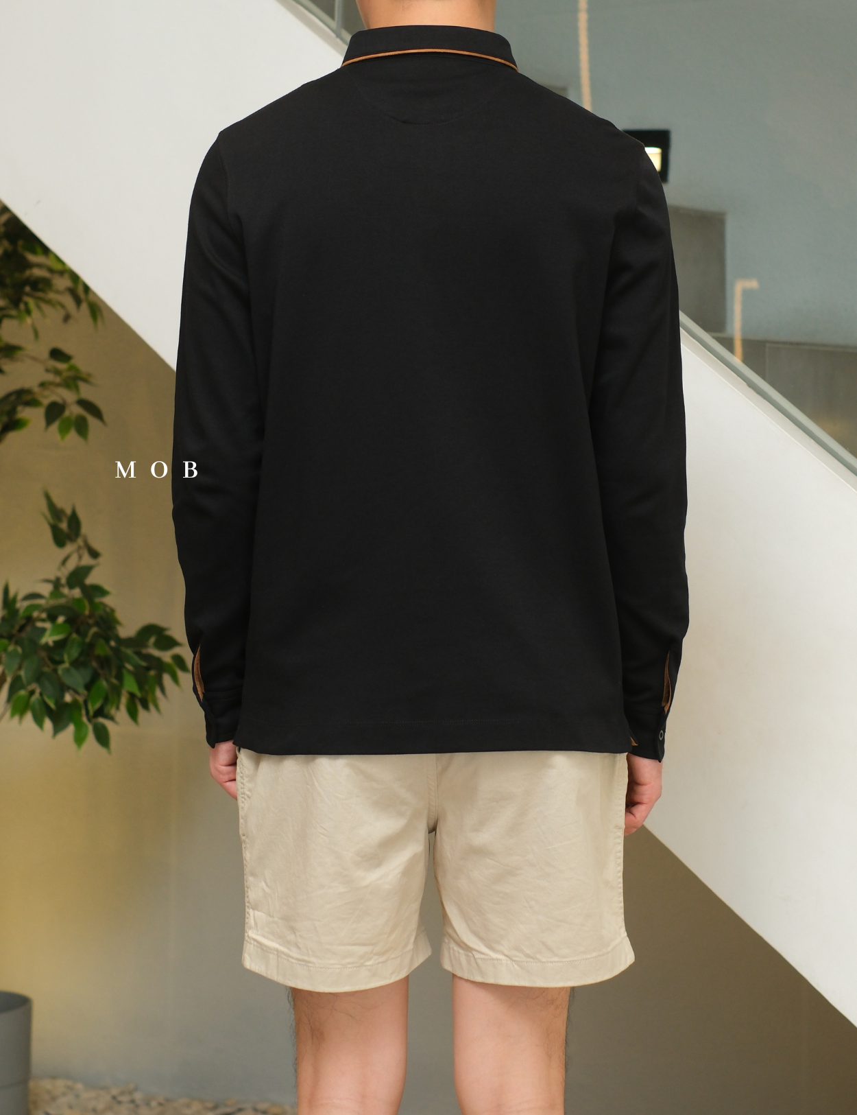 ARK01LSP019 Gentle Polo LS Shirt Obsidian Black