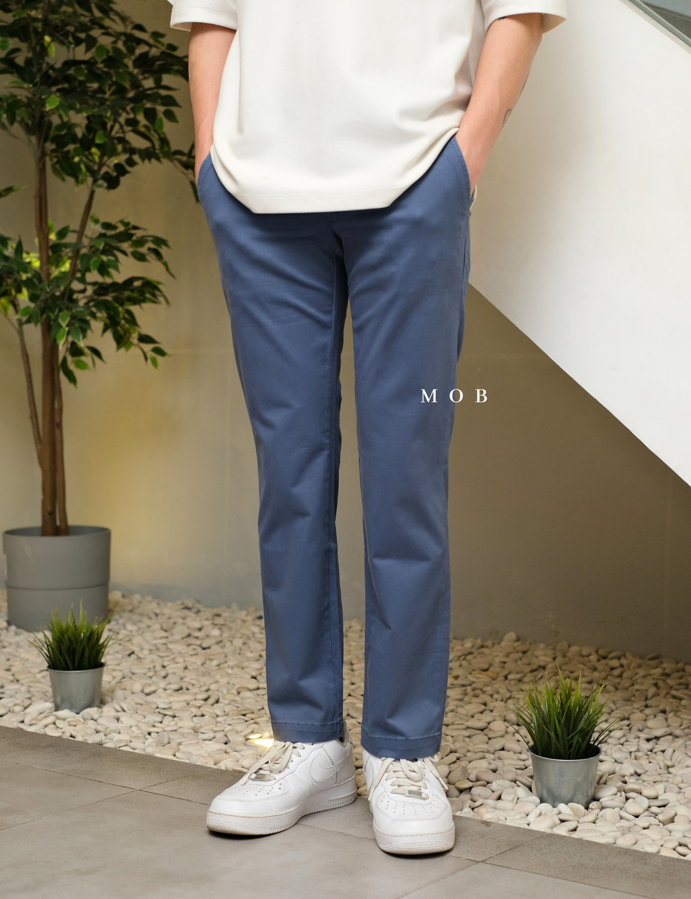 GTPT07004 Slim Stretch Chino Pants Steel Blue 