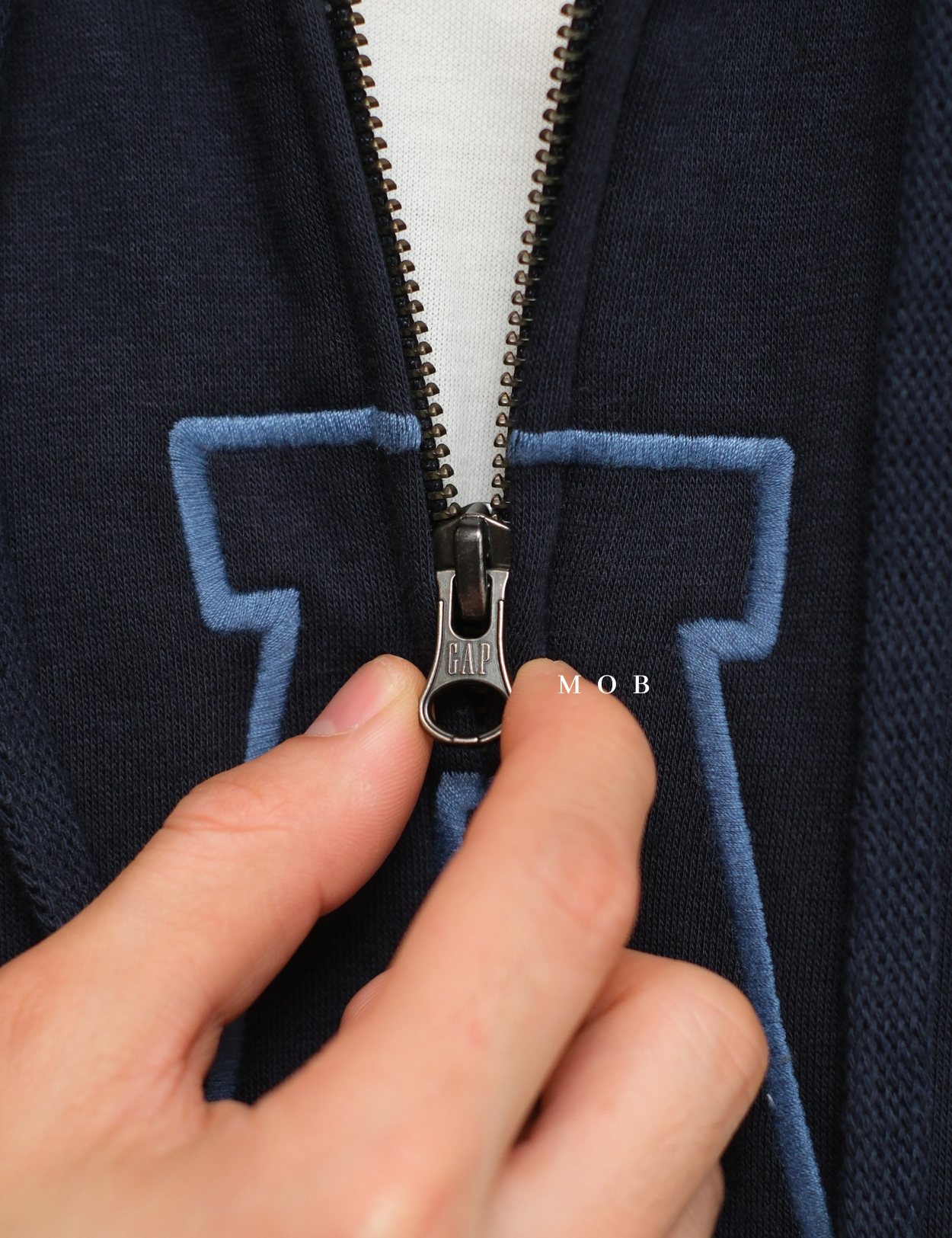 GPFZ03007 Relaxed Logo Sherpa Full Zip Hoodie Navy