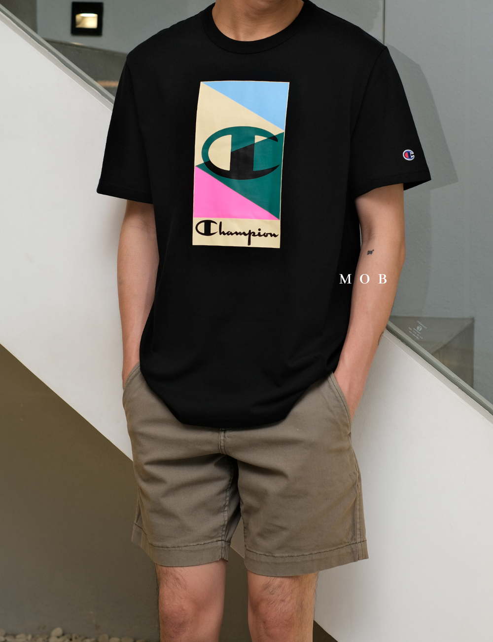 CHMPSST2008A Heritage With Vibrant Logo SS Tee Black 