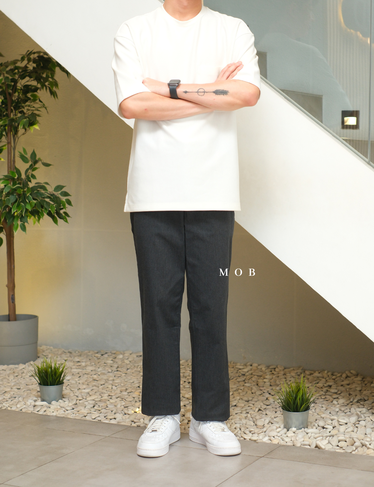 EXPT1809 Slim Photographer Stretch Cotton Pants Dark Grey Misty (34 ONLY)