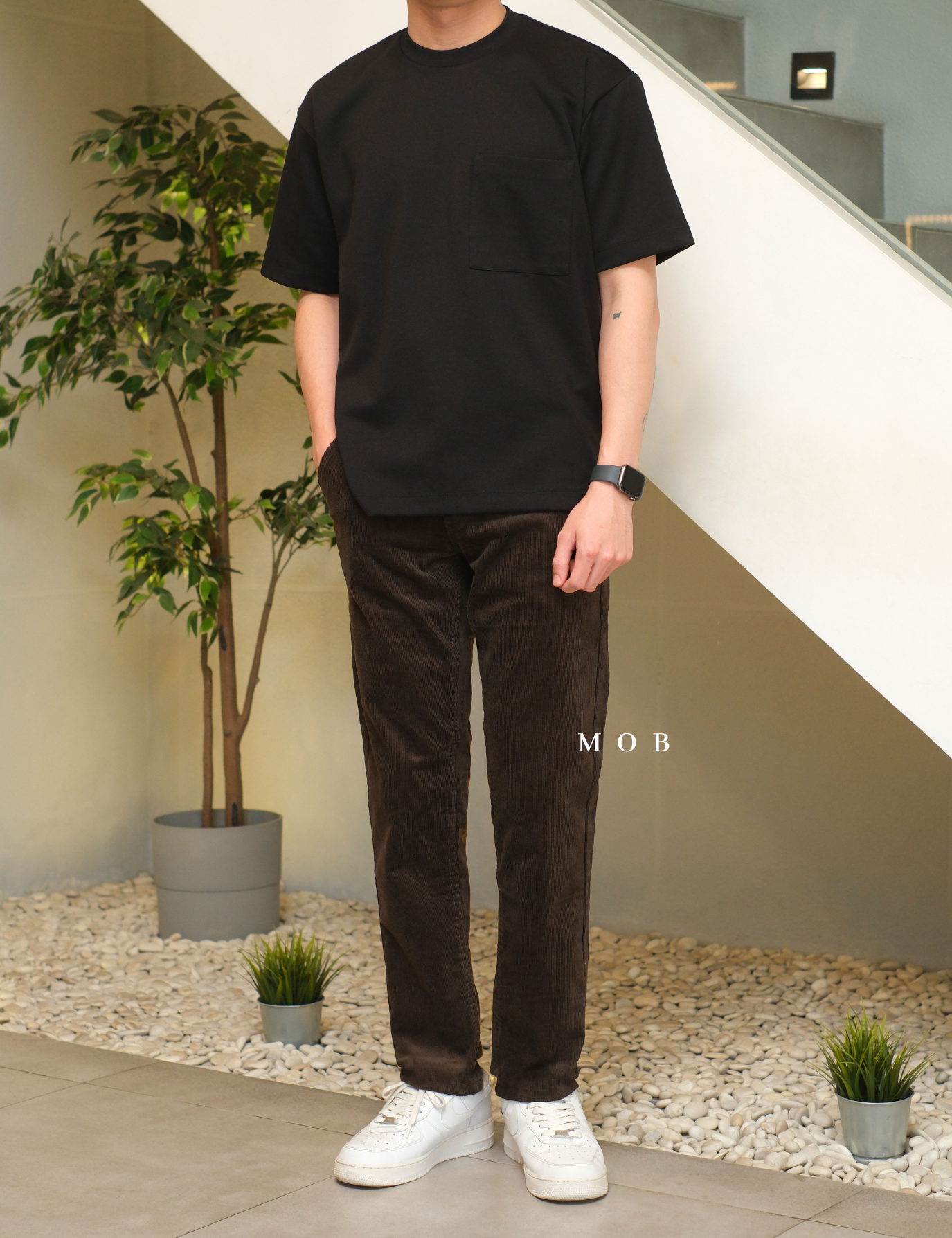 HMPT12001B Slim Corduroy Pants Dark Brown