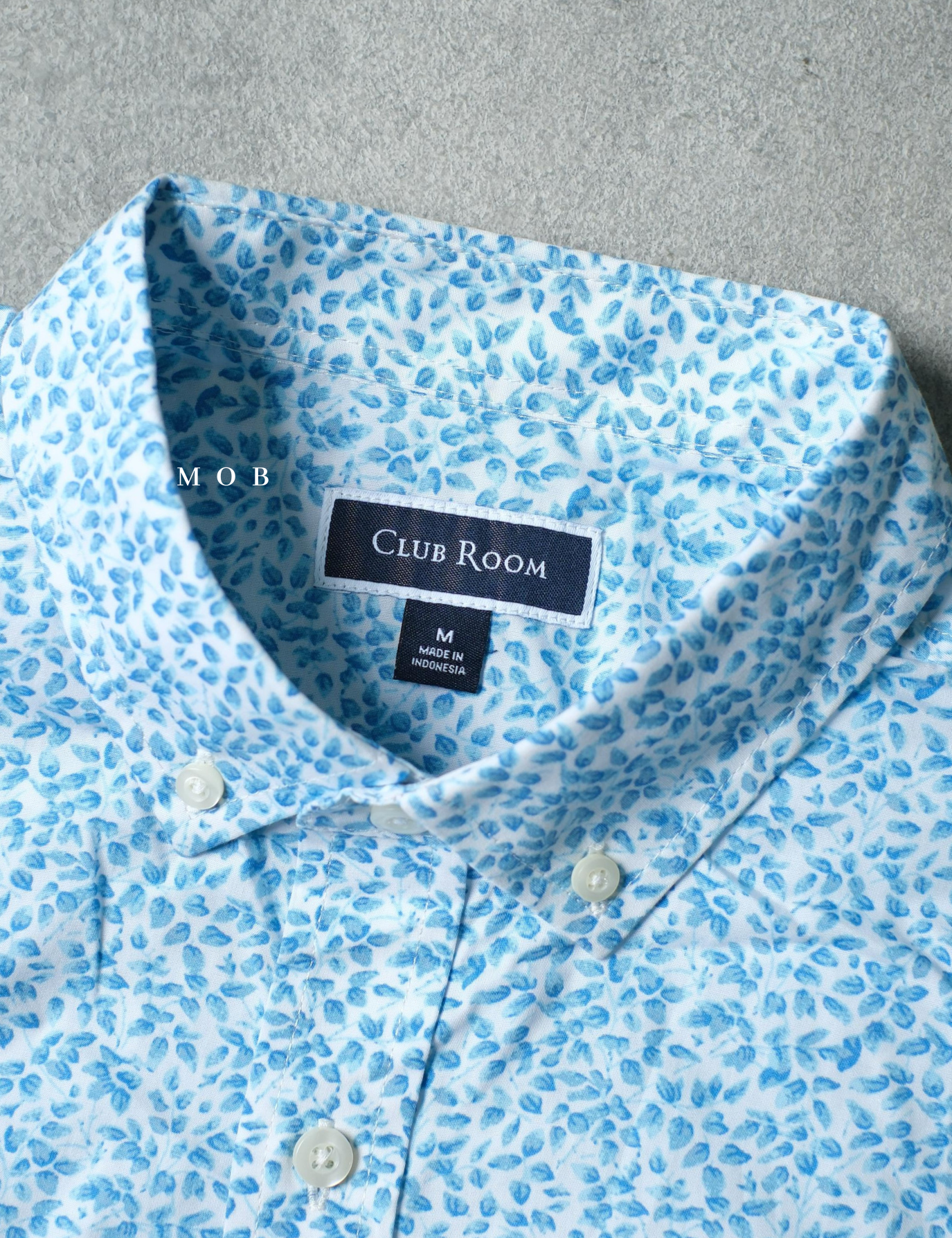 CLRSSS03025 Leaf Pattern SS Shirt Blue White