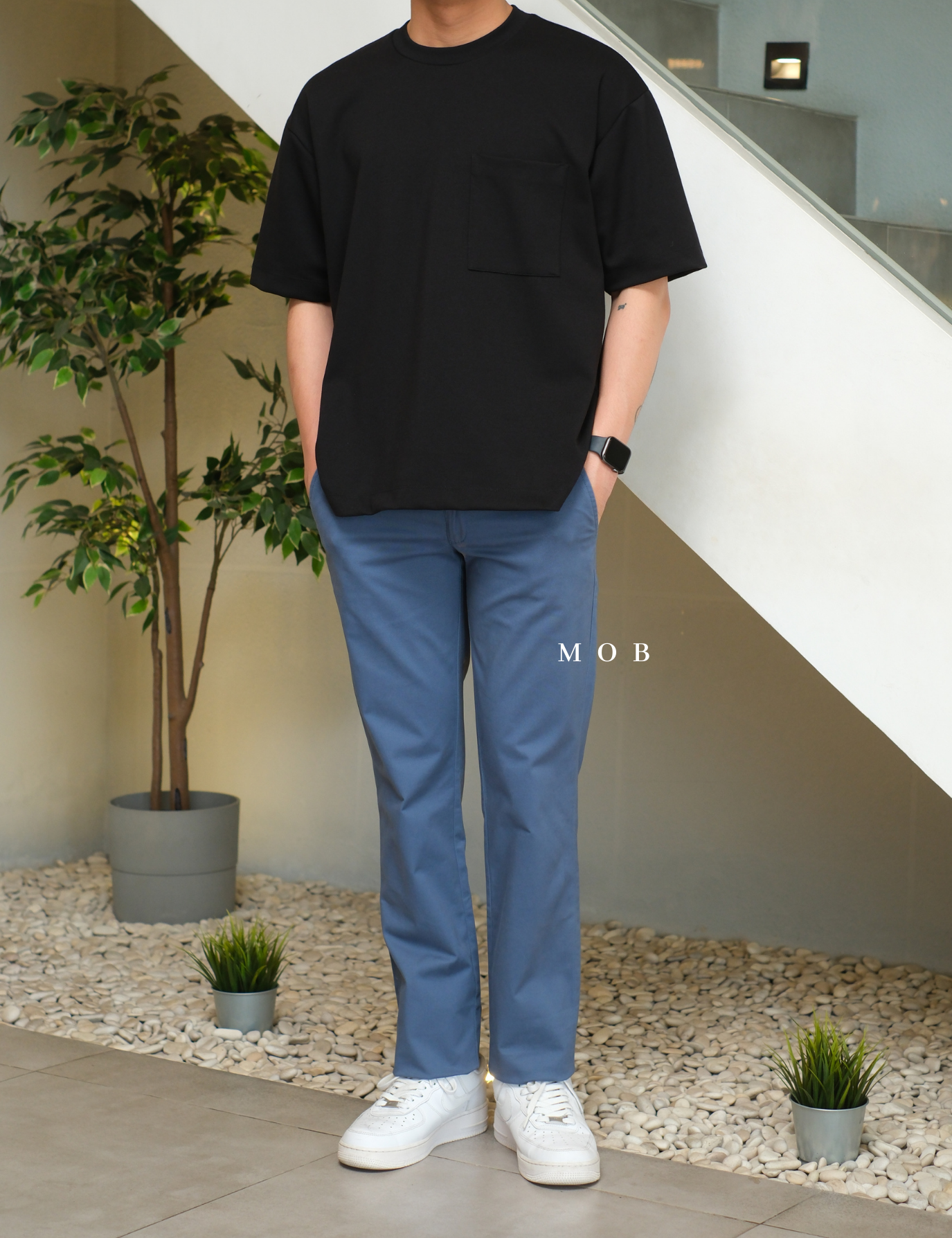 GTPT07004 Slim Stretch Chino Pants Steel Blue 