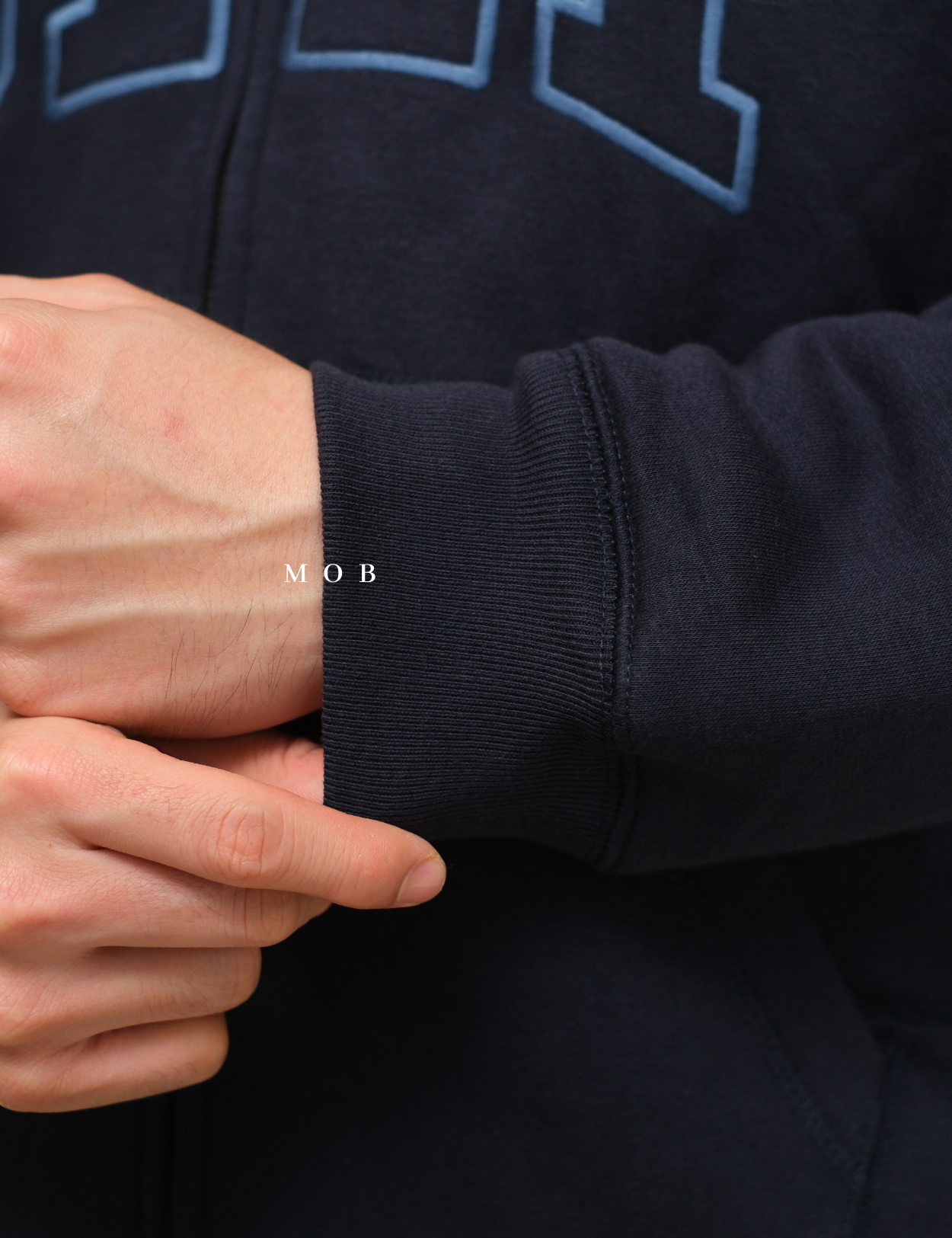 GPFZ03007 Relaxed Logo Sherpa Full Zip Hoodie Navy