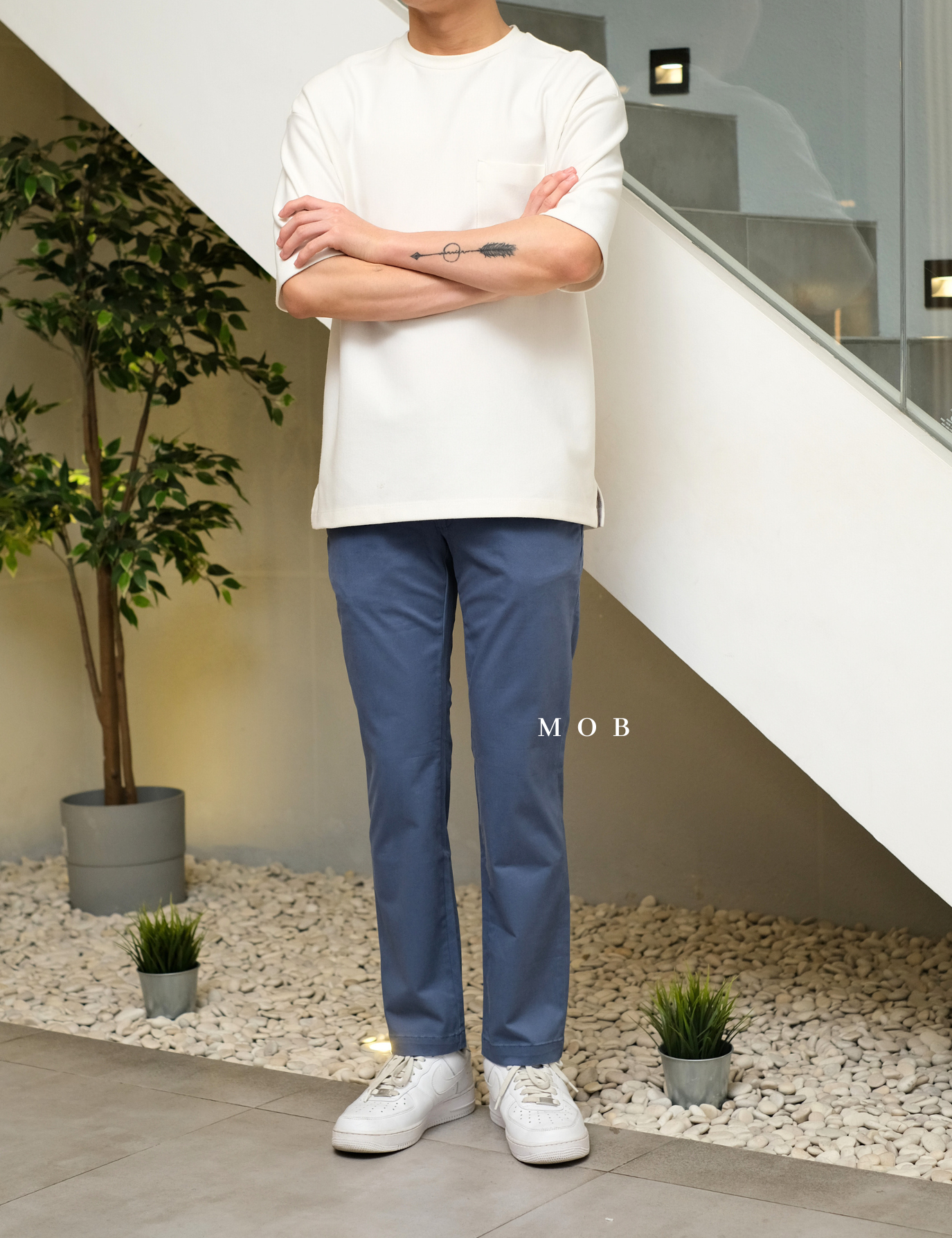 GTPT07004 Slim Stretch Chino Pants Steel Blue 