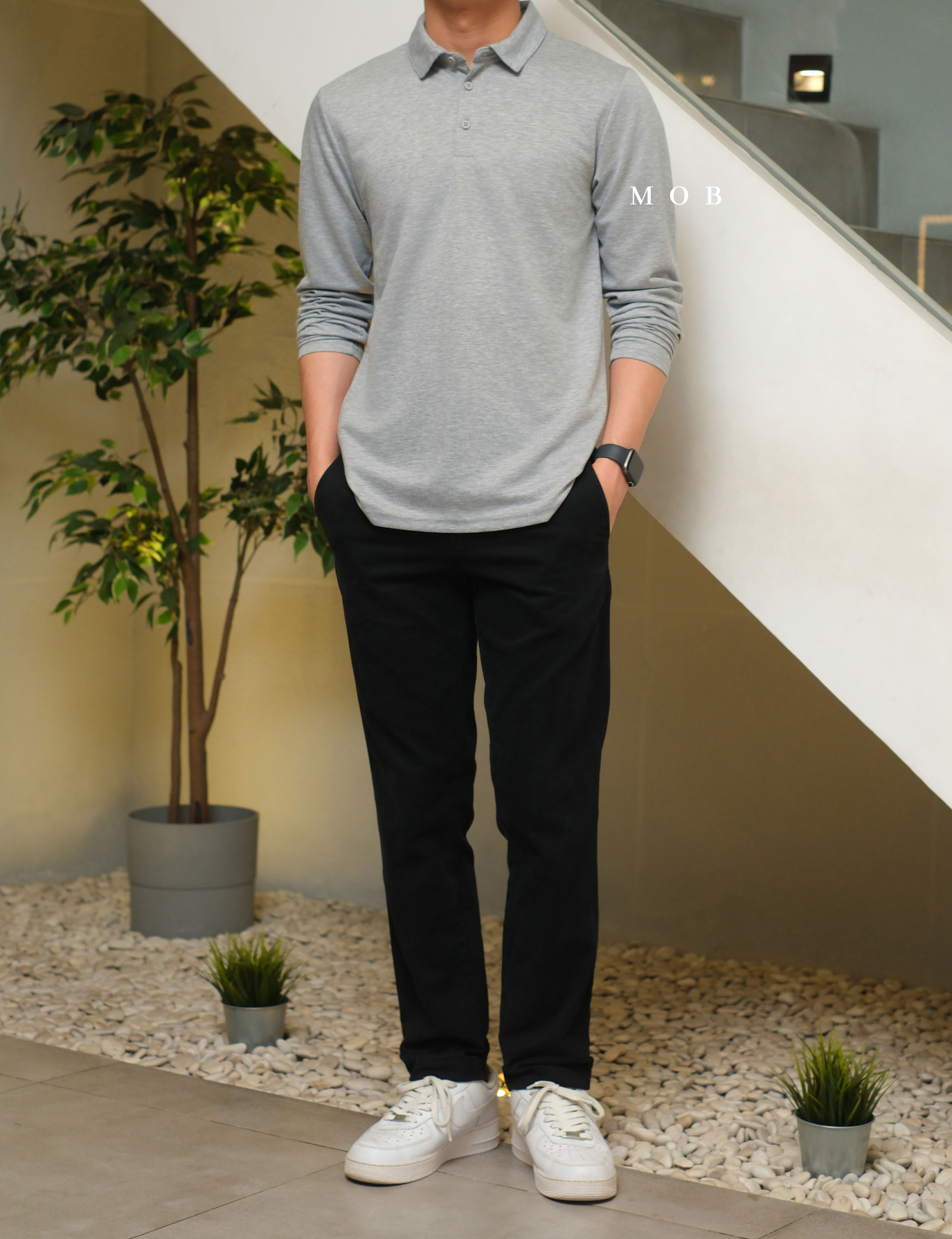 APTPLS01003 Premier Flex LS Polo Heather Grey
