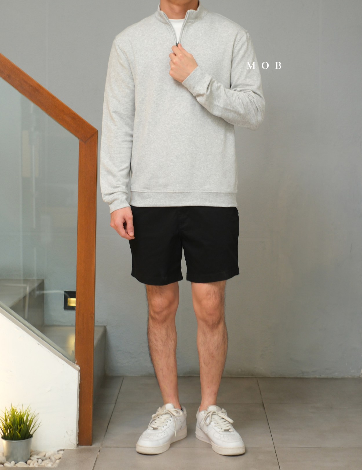 GFW01SWO001-003 1/4 Zip French Terry Sweatshirt Grey