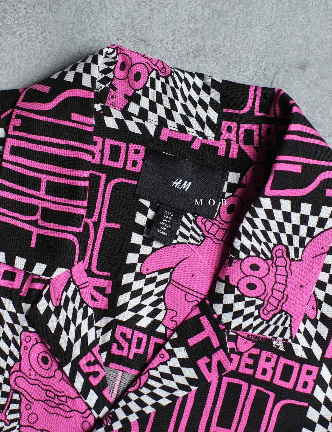 HMSSS03001 Printed Resort SS Shirt Bright Pink SpongeBob