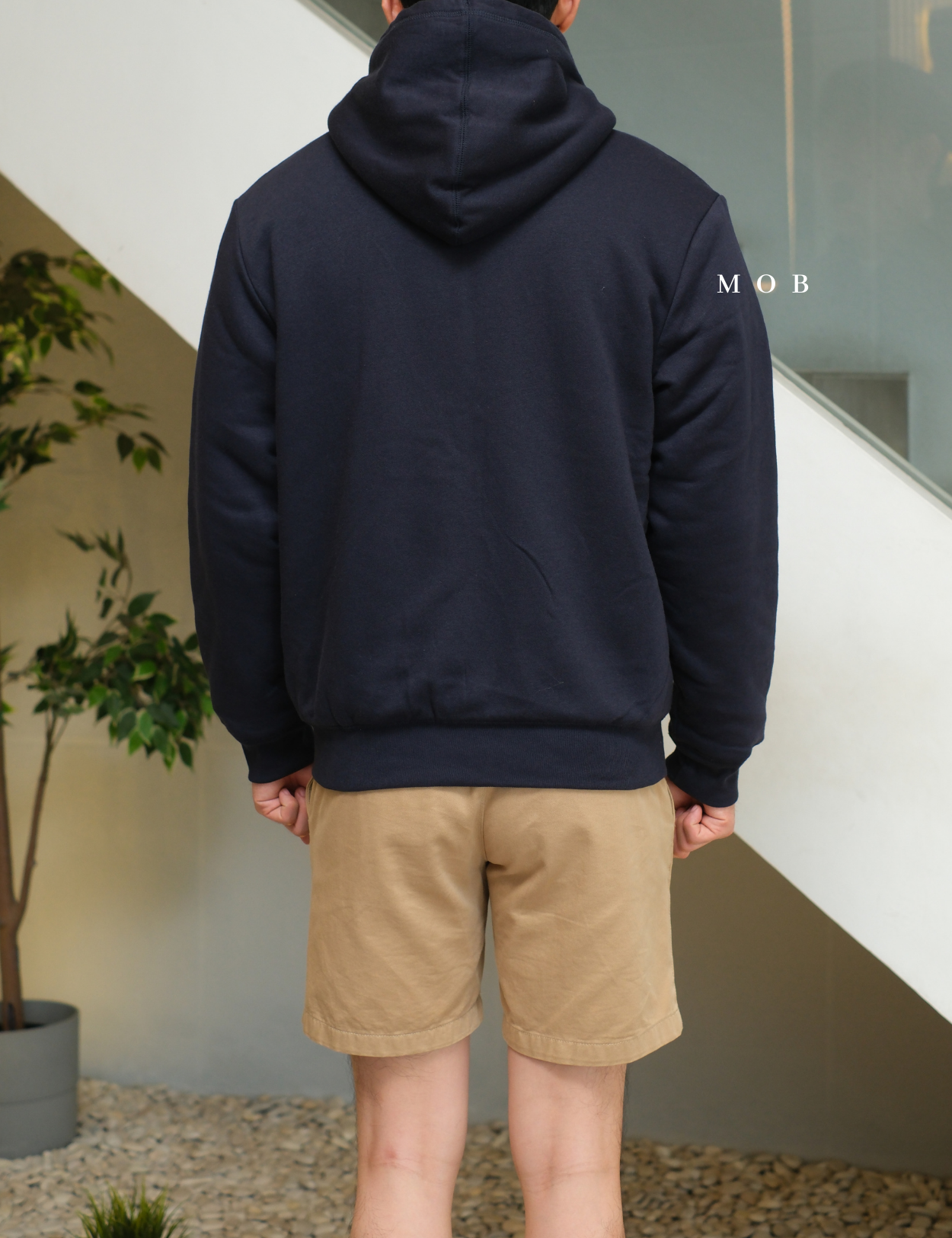 GPFZ03007 Relaxed Logo Sherpa Full Zip Hoodie Navy